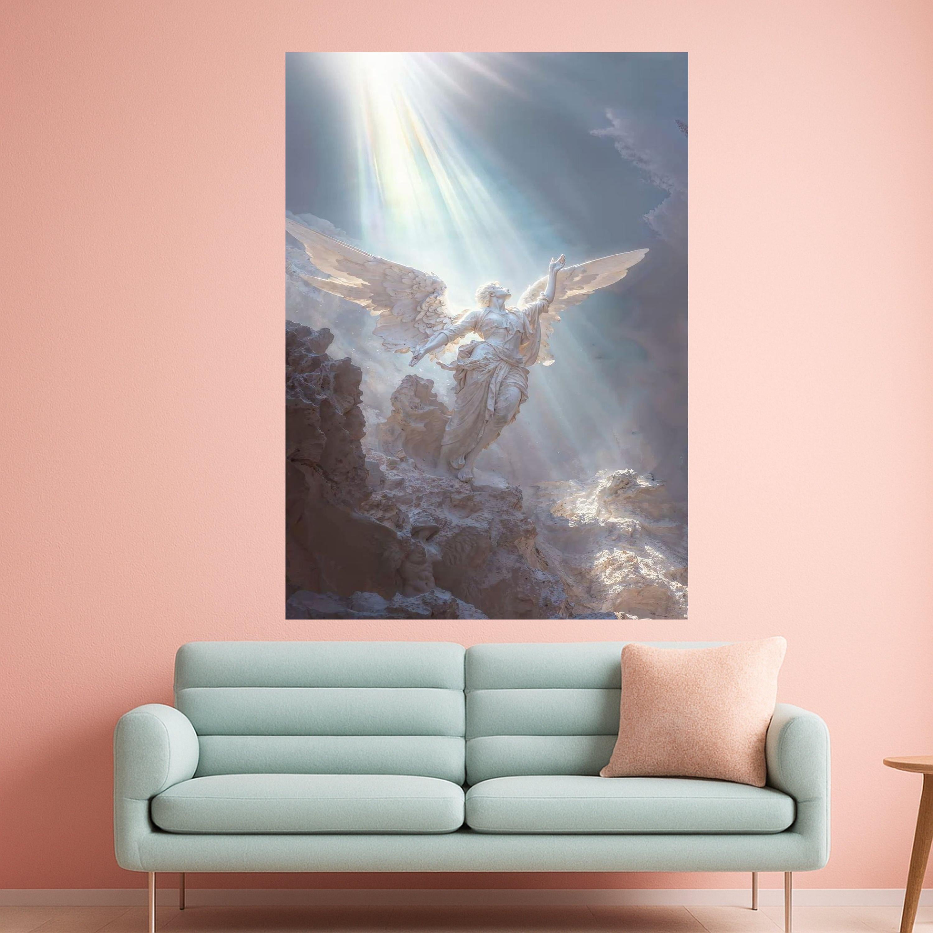 Heavenly Angel Canvas Print – Spiritual Wall Art Ready to Hang – Divine Light Wall Decor for Christian Home or Prayer Room