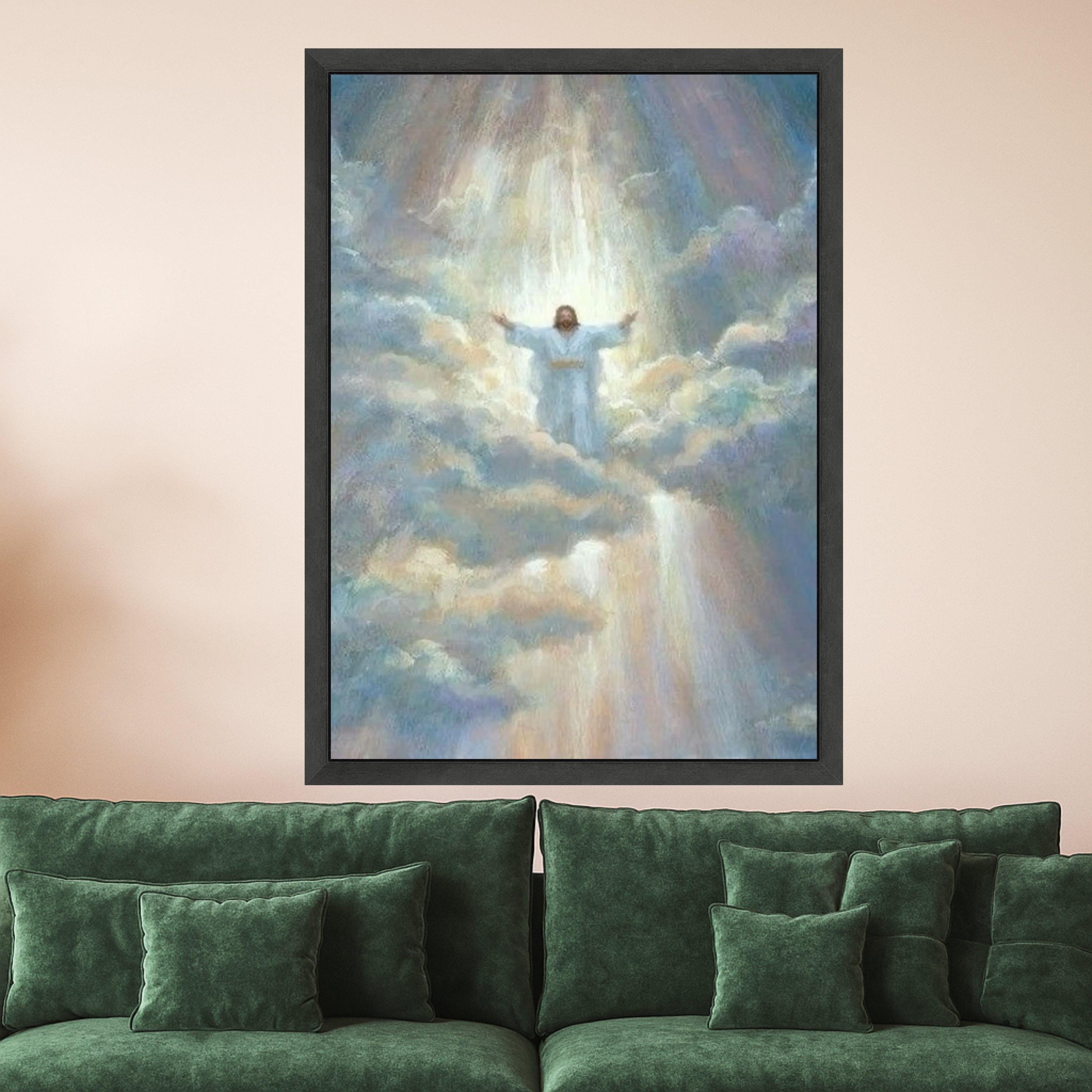 Heavenly Jesus Canvas Print – Christian Wall Art Ready to Hang – Spiritual Wall Decor for Living Room or Prayer Room