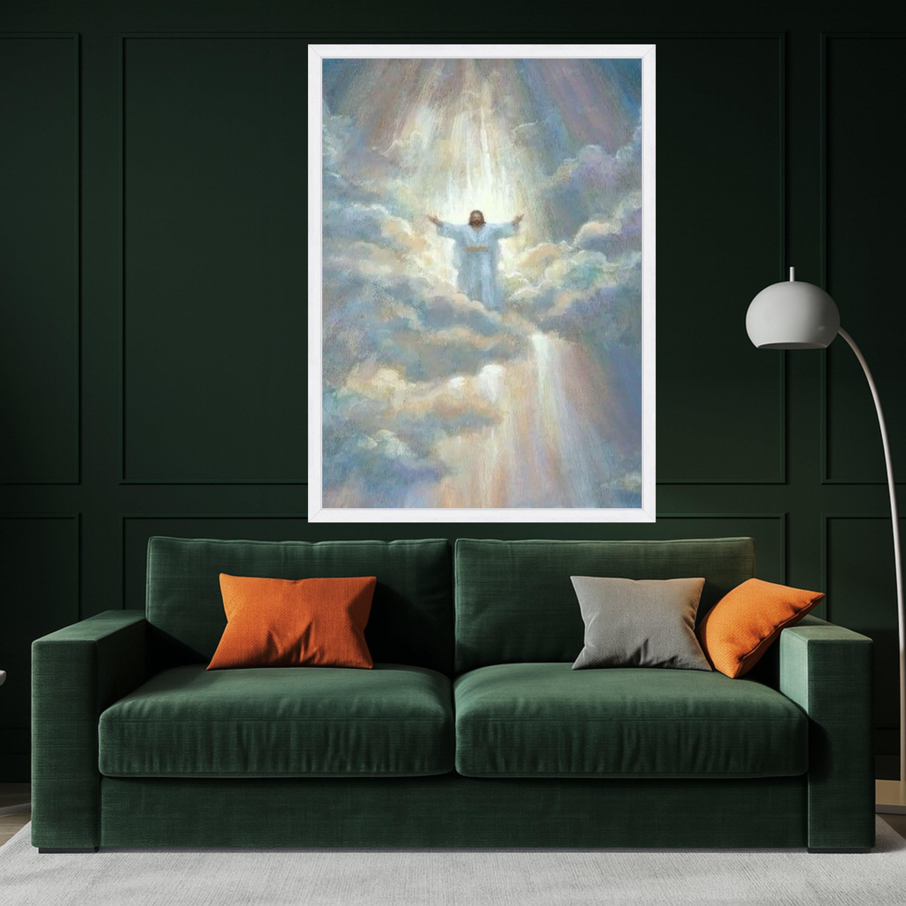 Heavenly Jesus Canvas Print – Christian Wall Art Ready to Hang – Spiritual Wall Decor for Living Room or Prayer Room