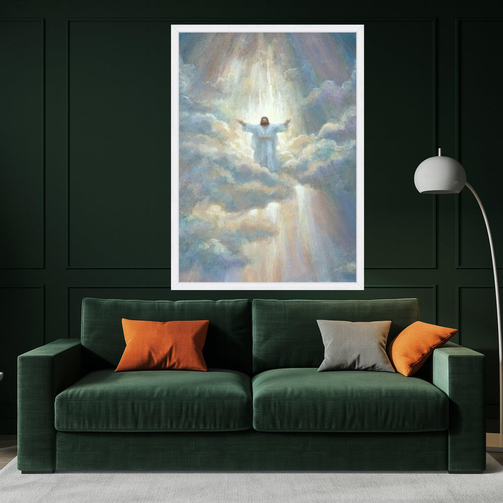 Heavenly Jesus Canvas Print – Christian Wall Art Ready to Hang – Spiritual Wall Decor for Living Room or Prayer Room
