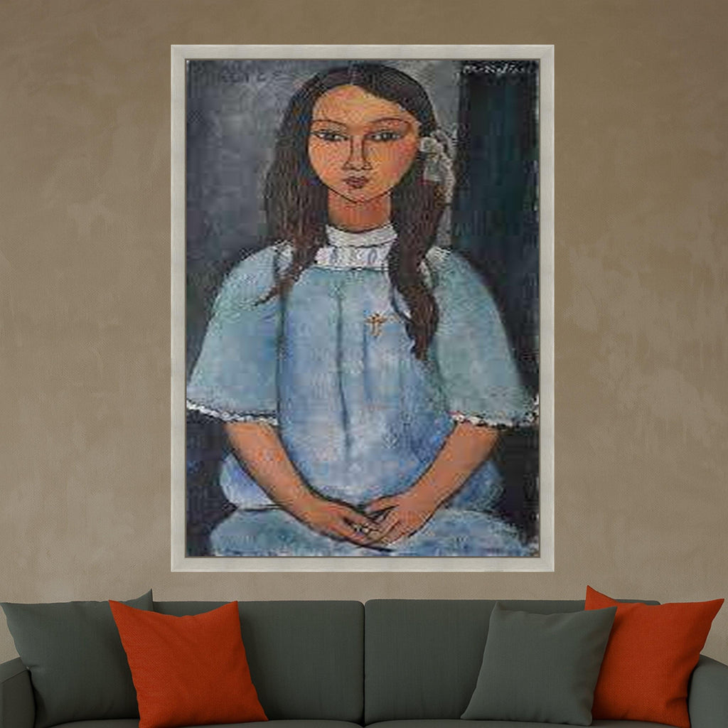 Amedeo Modigliani Alice Portrait Canvas – Elegant Woman Wall Art, Expressionist Figurative Painting, Modern Home Decor, Ready to Hang