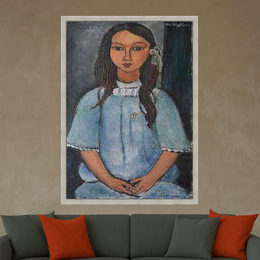 Amedeo Modigliani Alice Portrait Canvas – Elegant Woman Wall Art, Expressionist Figurative Painting, Modern Home Decor, Ready to Hang