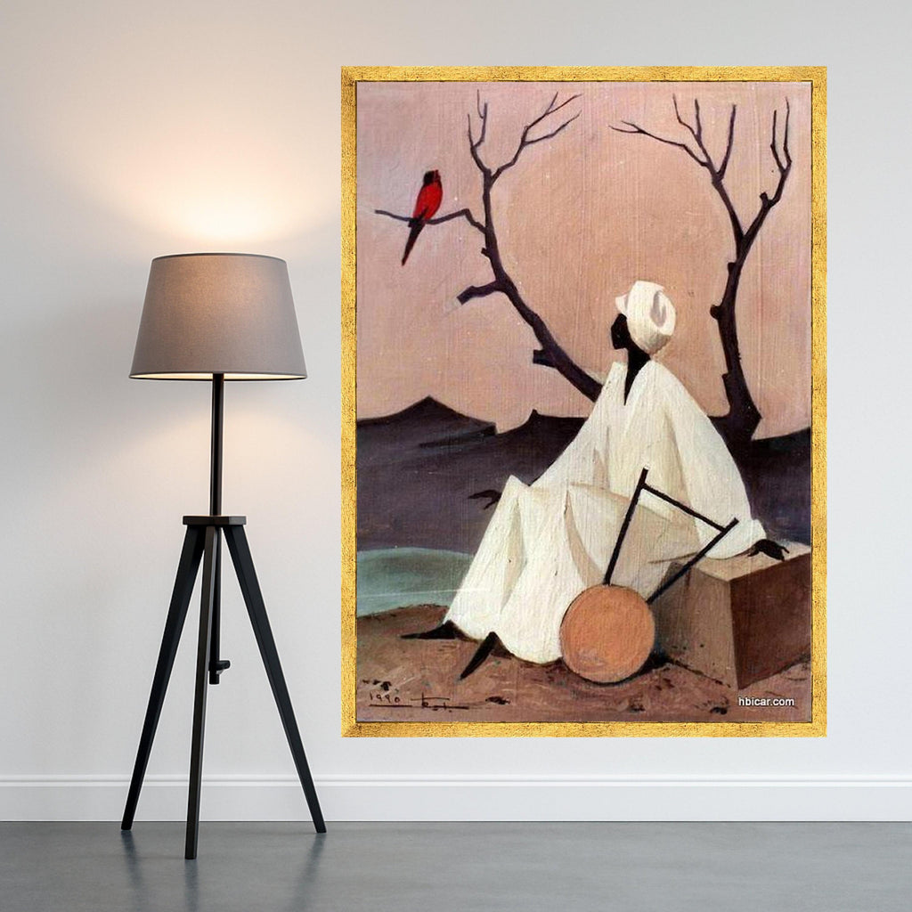 African Inspired Figure Canvas, Minimalist Wall Art, Serene Landscape Painting, Ethnic Home Decor, Contemporary Canvas Wall Ready To Hang,