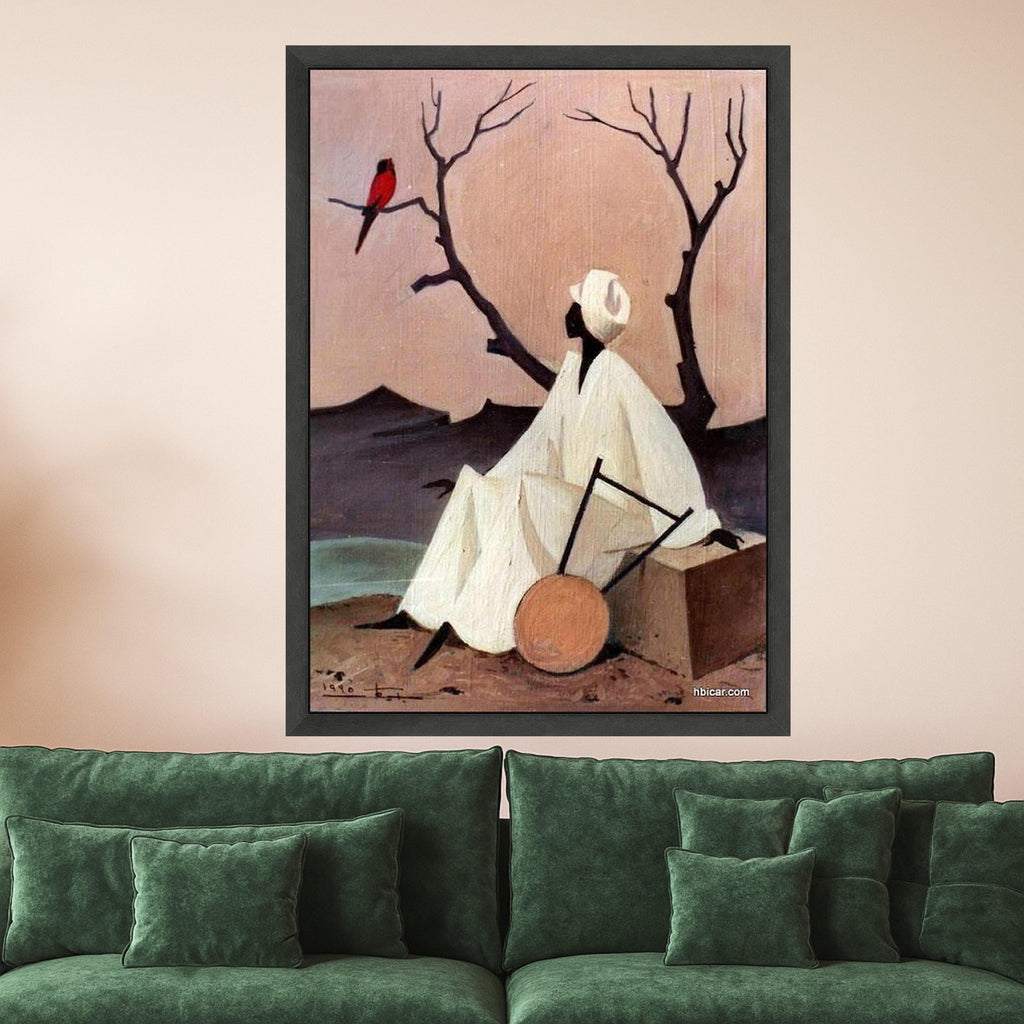 African Inspired Figure Canvas, Minimalist Wall Art, Serene Landscape Painting, Ethnic Home Decor, Contemporary Canvas Wall Ready To Hang,