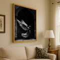 Elegant Angel Wings Canvas Wall Art, Gothic Archway Scene, Black and White Angelic Figure, Spiritual Home Decoration, Ready To Hang,
