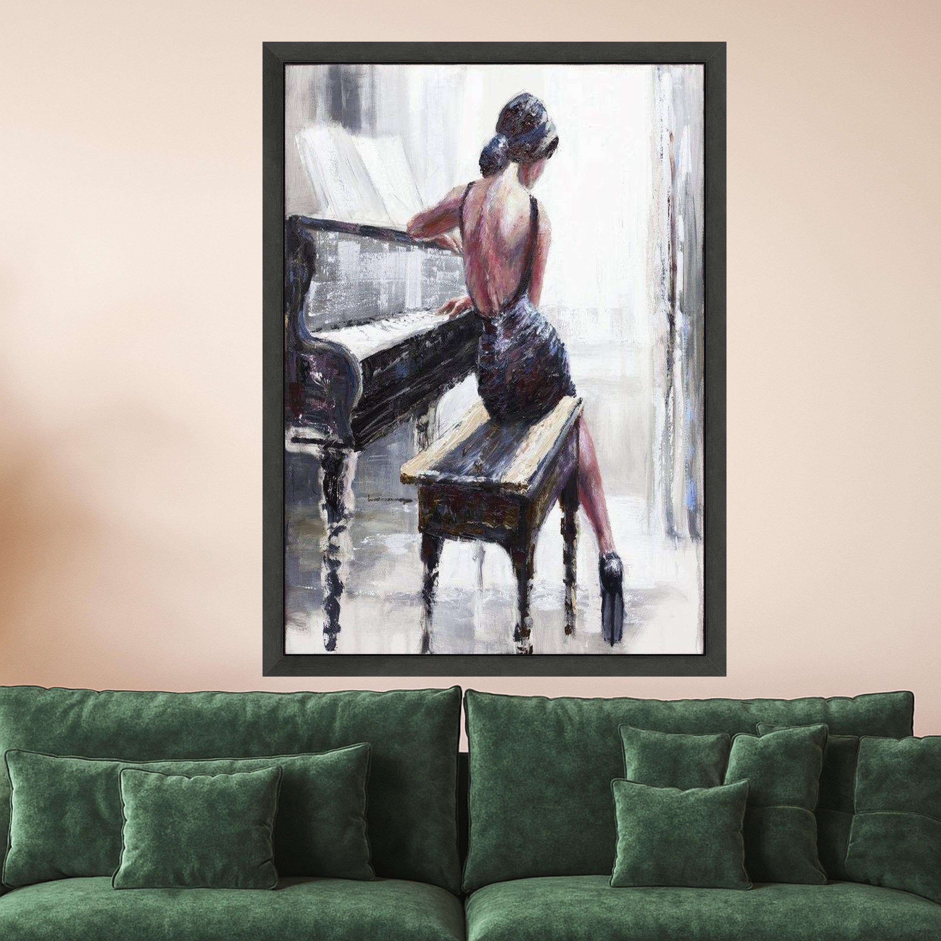 Elegant Pianist Canvas Print – Woman at Piano Wall Art, Romantic Wall Decor, Impressionist Ready to Hang Wall Decoration