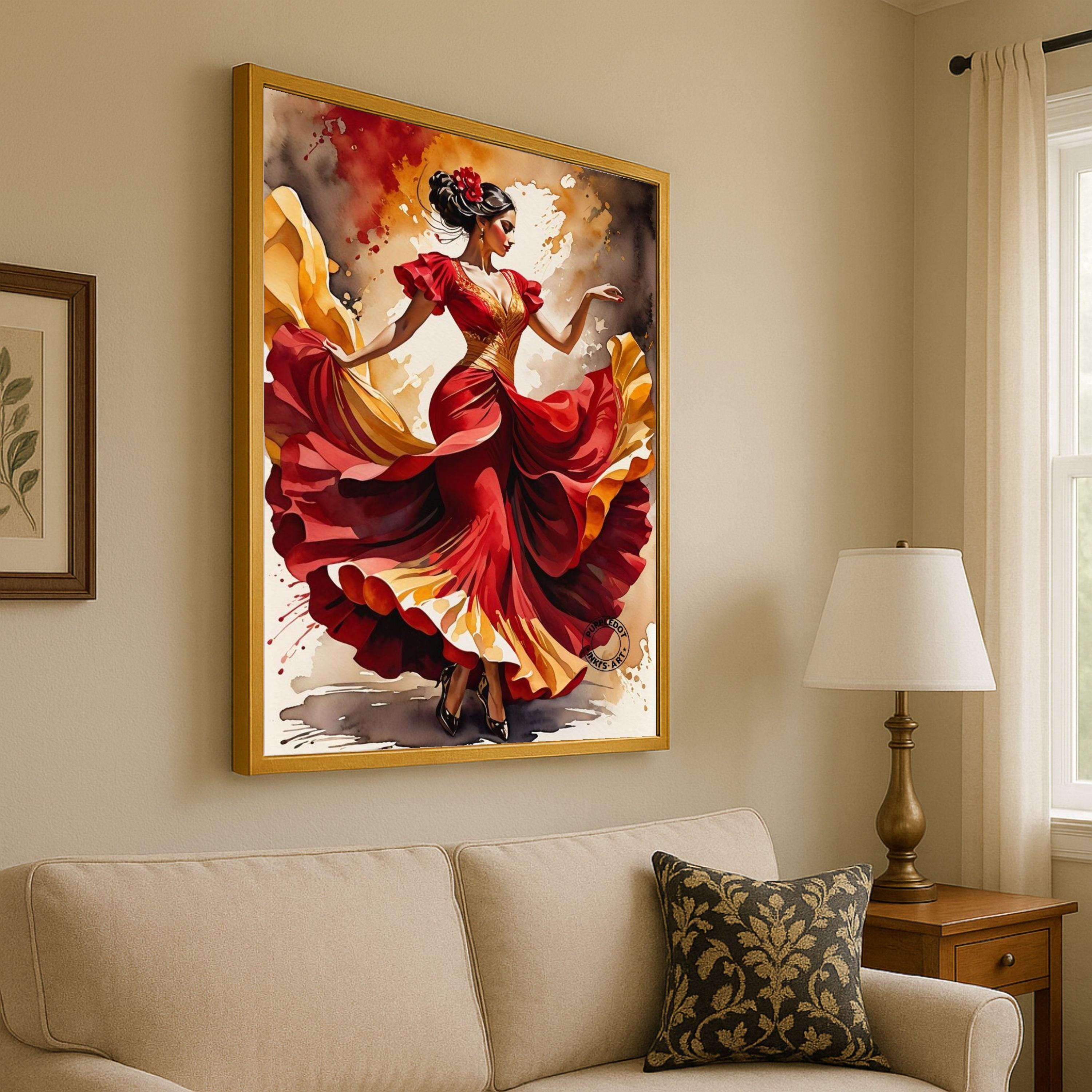 Flamenco Dancer Canvas Print – Spanish Dance Wall Art, Bold Wall Decor, Ready to Hang Wall Decoration