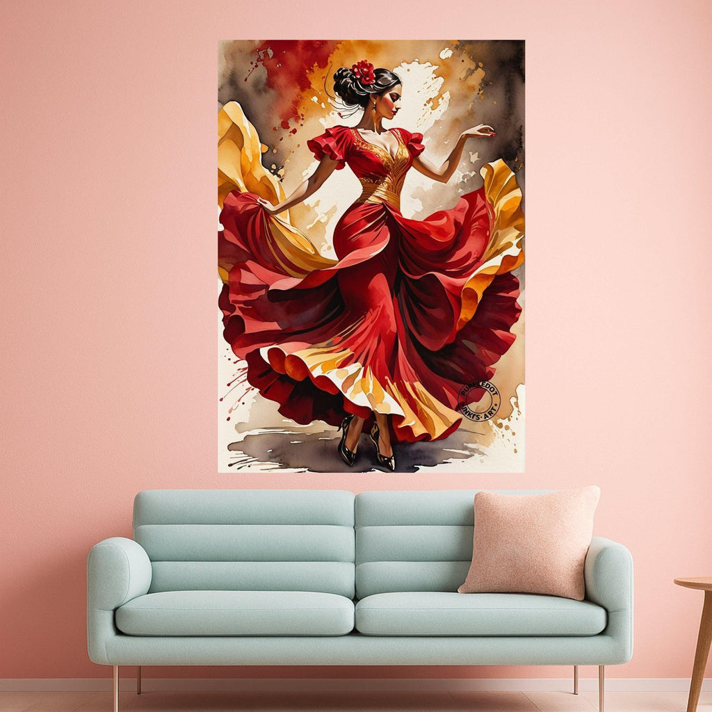 Flamenco Dancer Canvas Print – Spanish Dance Wall Art, Bold Wall Decor, Ready to Hang Wall Decoration