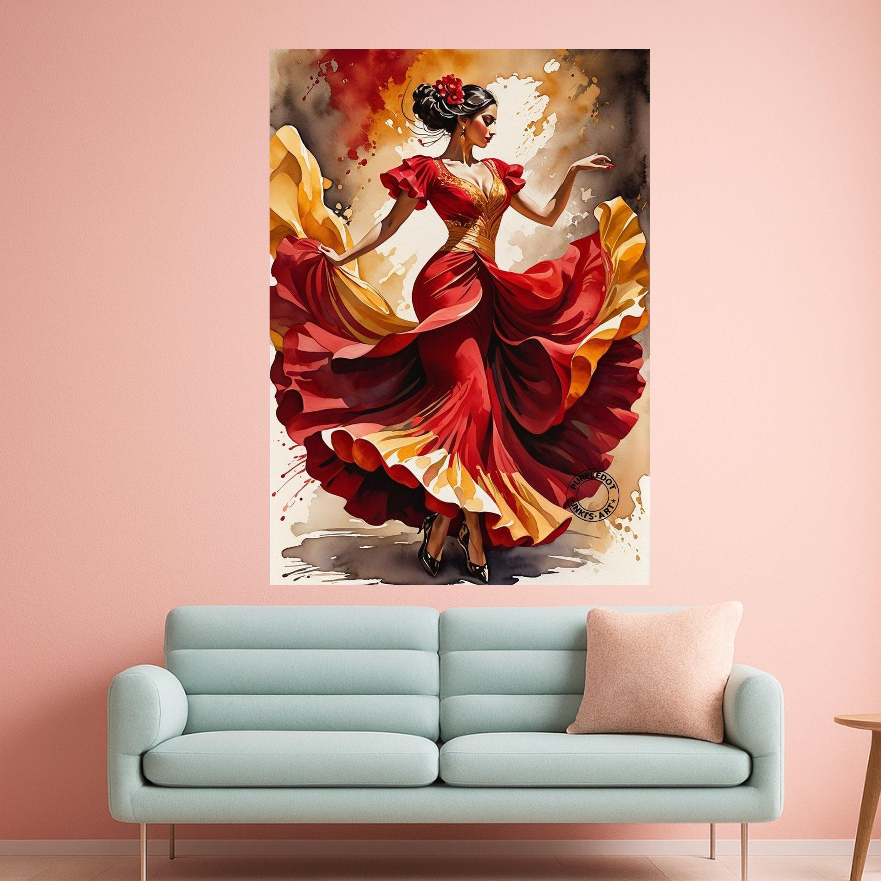 Flamenco Dancer Canvas Print – Spanish Dance Wall Art, Bold Wall Decor, Ready to Hang Wall Decoration
