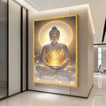 Golden Buddha Meditation Canvas Print – Zen Wall Art, Spiritual Wall Decor, Enlightenment Artwork, Ready to Hang Wall Decoration