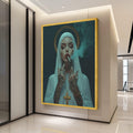 Tattooed Nun Smoking Cigar Canvas, Gothic Religious Wall Art