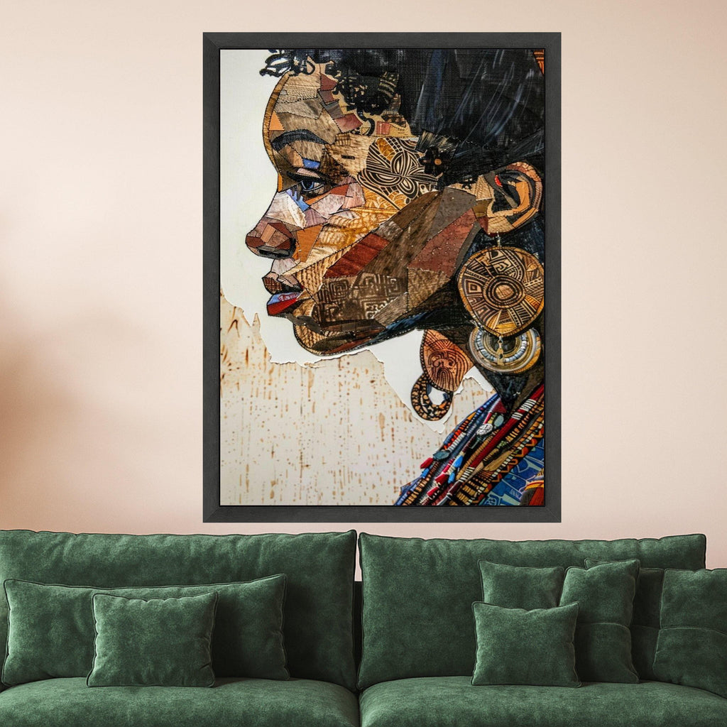 Abstract Portrait Canvas Print – Cultural Wall Art, Modern Wall Decor, Textured Artwork Ready to Hang