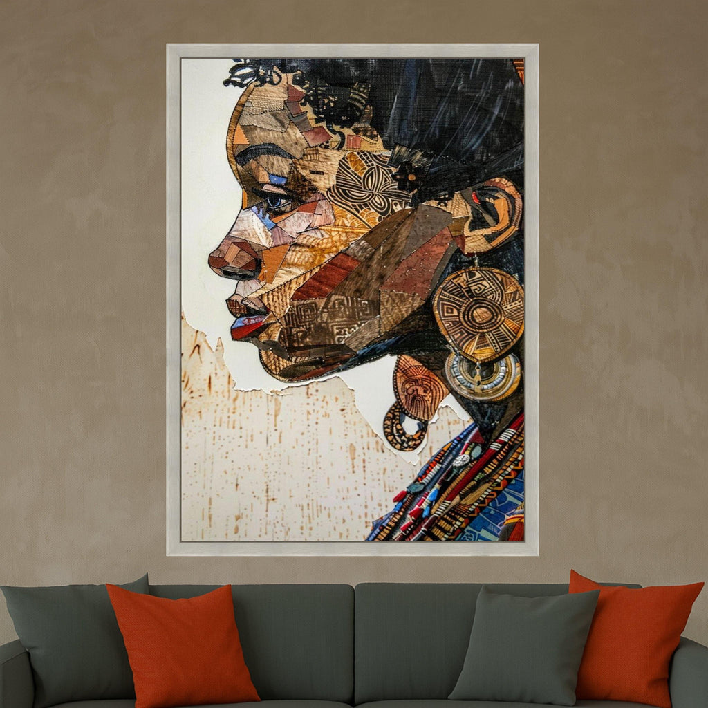 Abstract Portrait Canvas Print – Cultural Wall Art, Modern Wall Decor, Textured Artwork Ready to Hang
