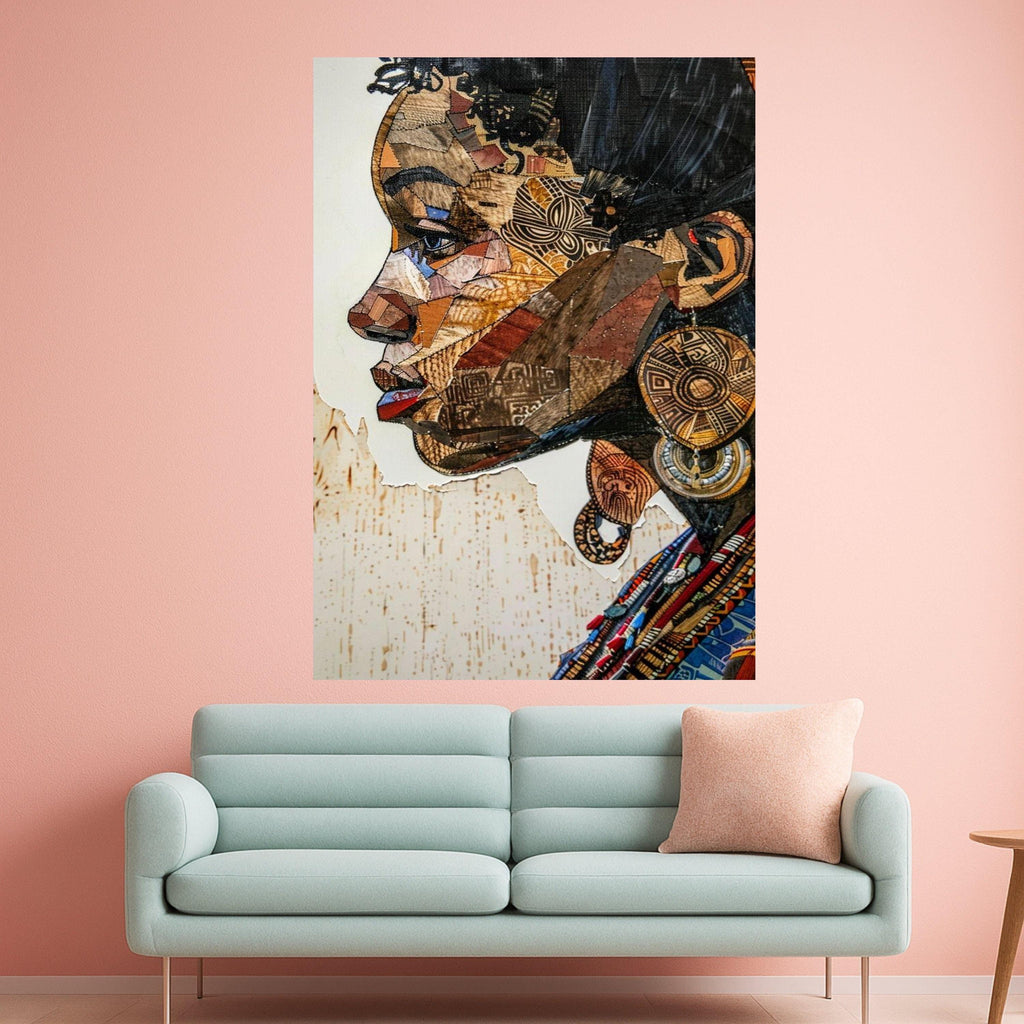 Abstract Portrait Canvas Print – Cultural Wall Art, Modern Wall Decor, Textured Artwork Ready to Hang