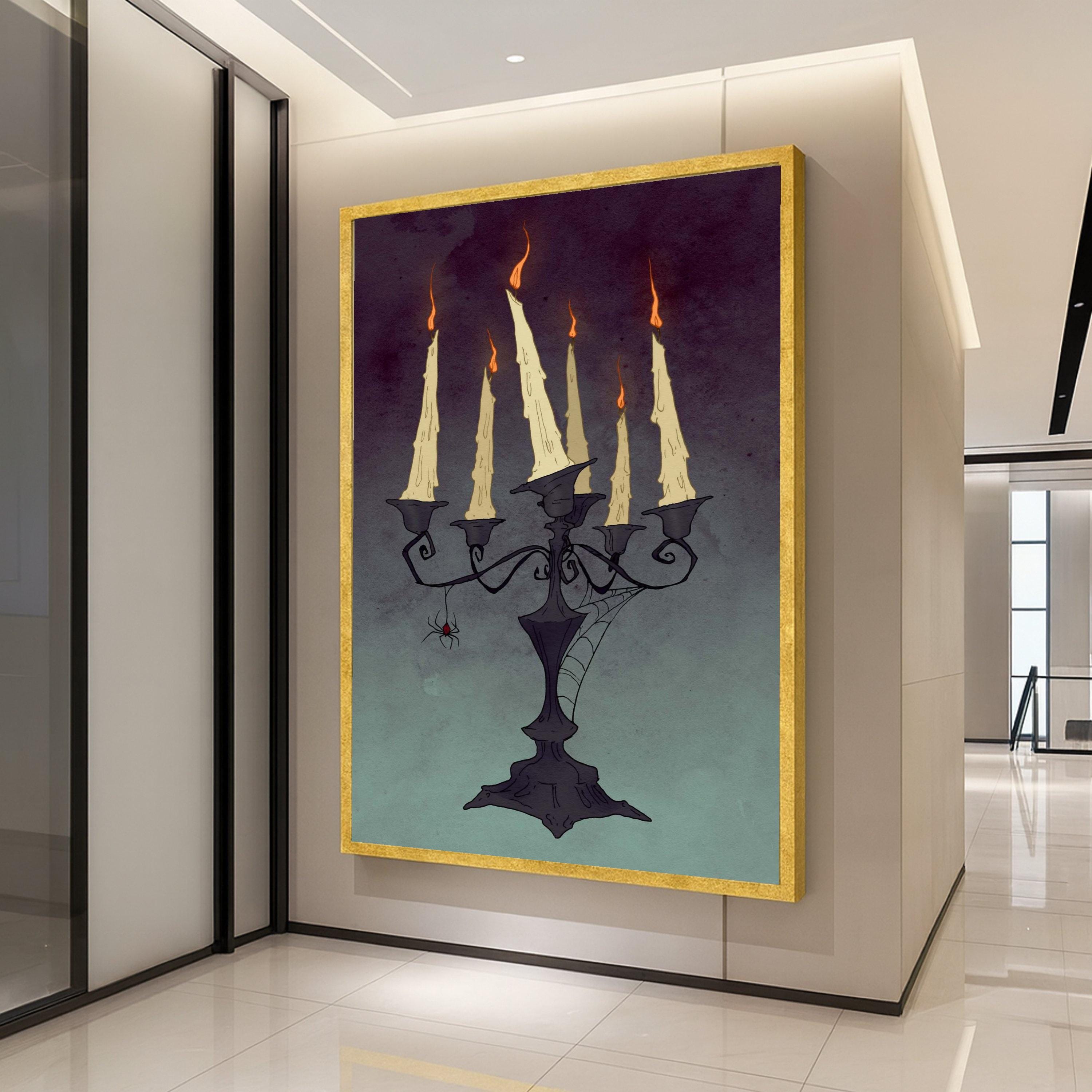 Gothic Candelabra Canvas Print – Spooky Wall Art, Halloween Wall Decor, Ready to Hang Wall Decoration