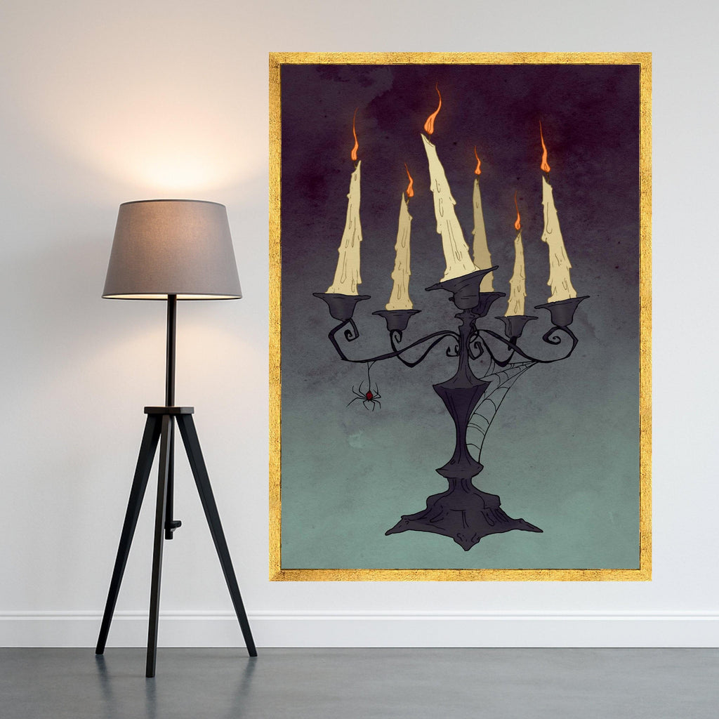 Gothic Candelabra Canvas Print – Spooky Wall Art, Halloween Wall Decor, Ready to Hang Wall Decoration