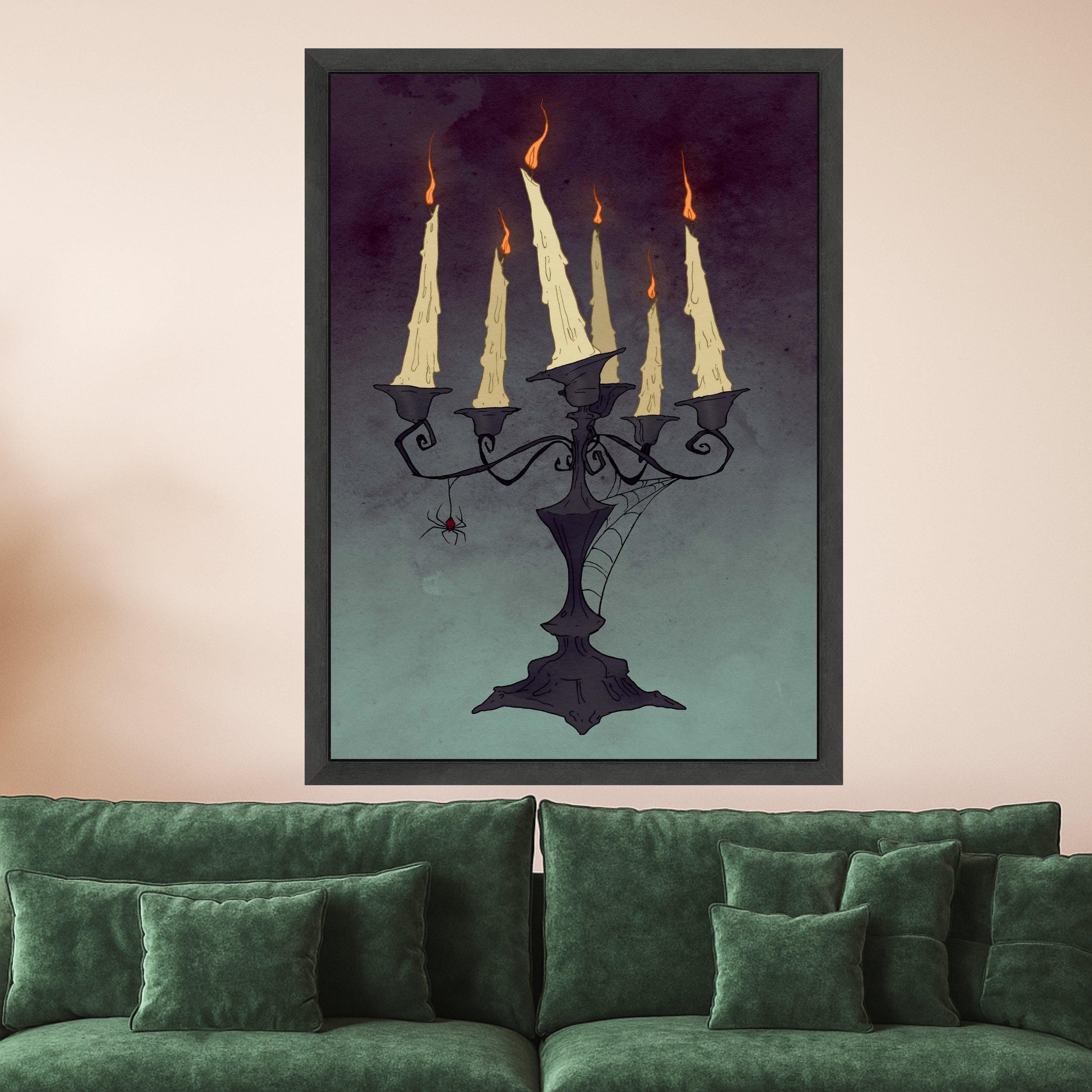 Gothic Candelabra Canvas Print – Spooky Wall Art, Halloween Wall Decor, Ready to Hang Wall Decoration