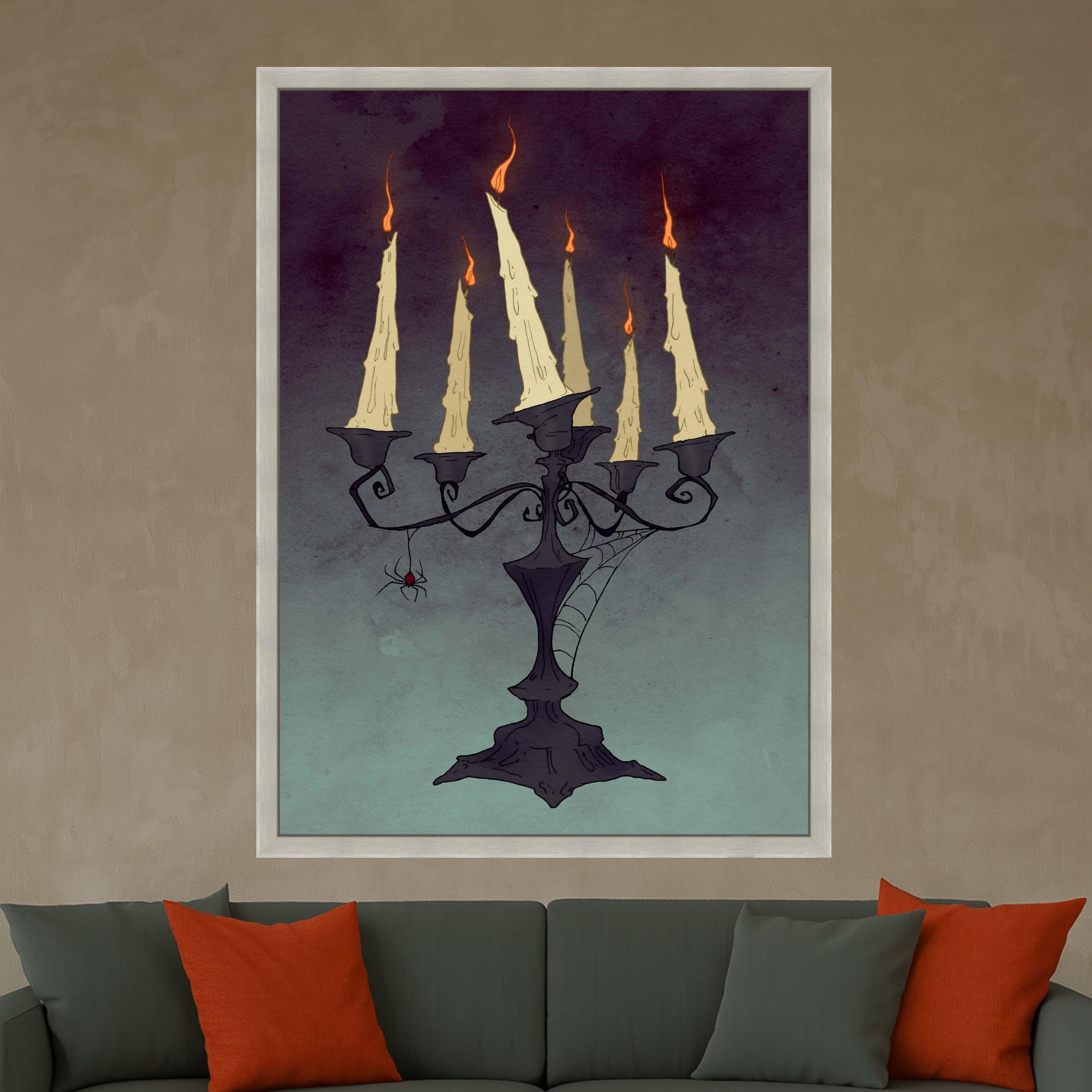 Gothic Candelabra Canvas Print – Spooky Wall Art, Halloween Wall Decor, Ready to Hang Wall Decoration
