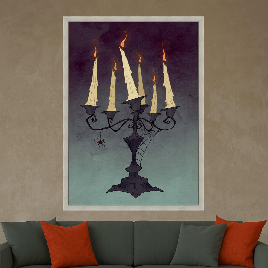 Gothic Candelabra Canvas Print – Spooky Wall Art, Halloween Wall Decor, Ready to Hang Wall Decoration
