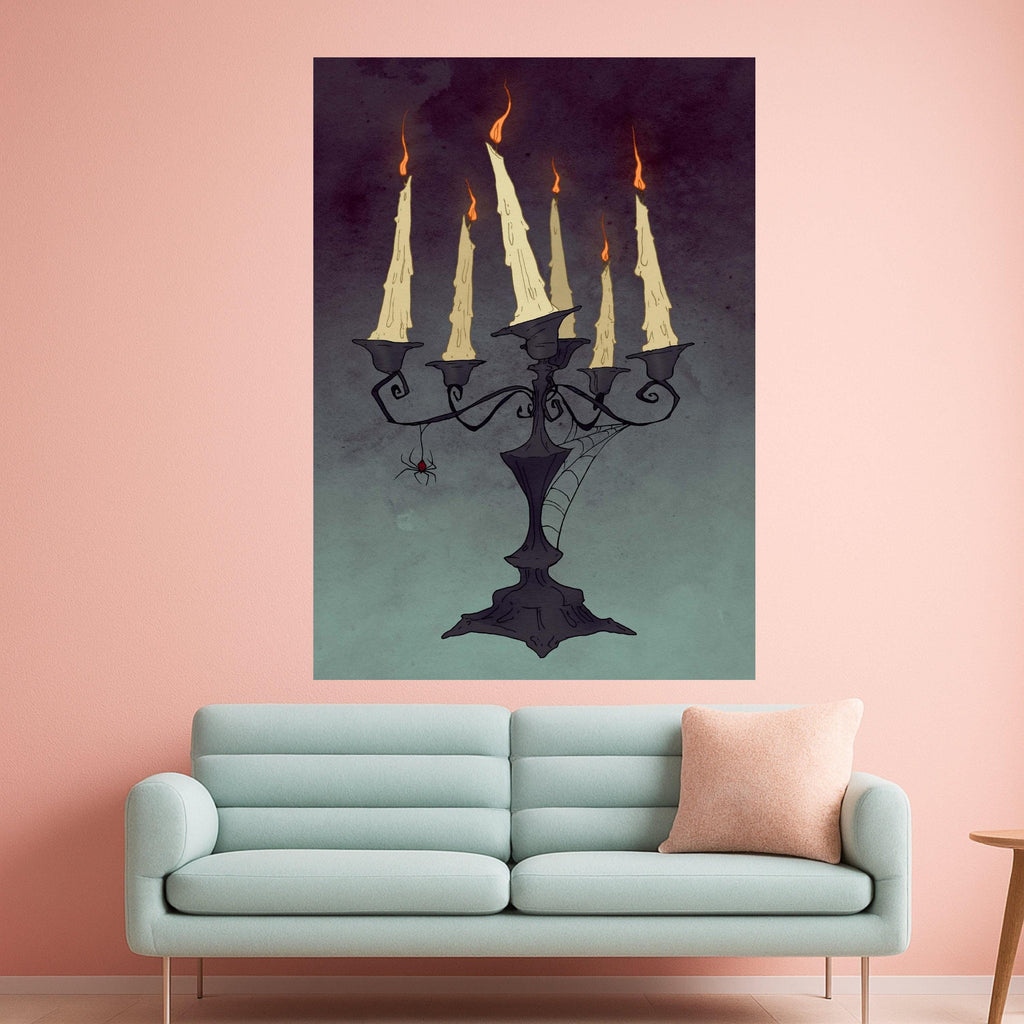 Gothic Candelabra Canvas Print – Spooky Wall Art, Halloween Wall Decor, Ready to Hang Wall Decoration