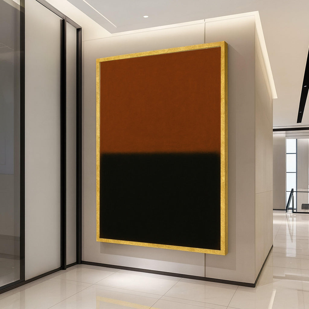 Minimalist Rust & Black Canvas Print – Modern Abstract Wall Art, Wall Decor, Ready to Hang Wall Decoration