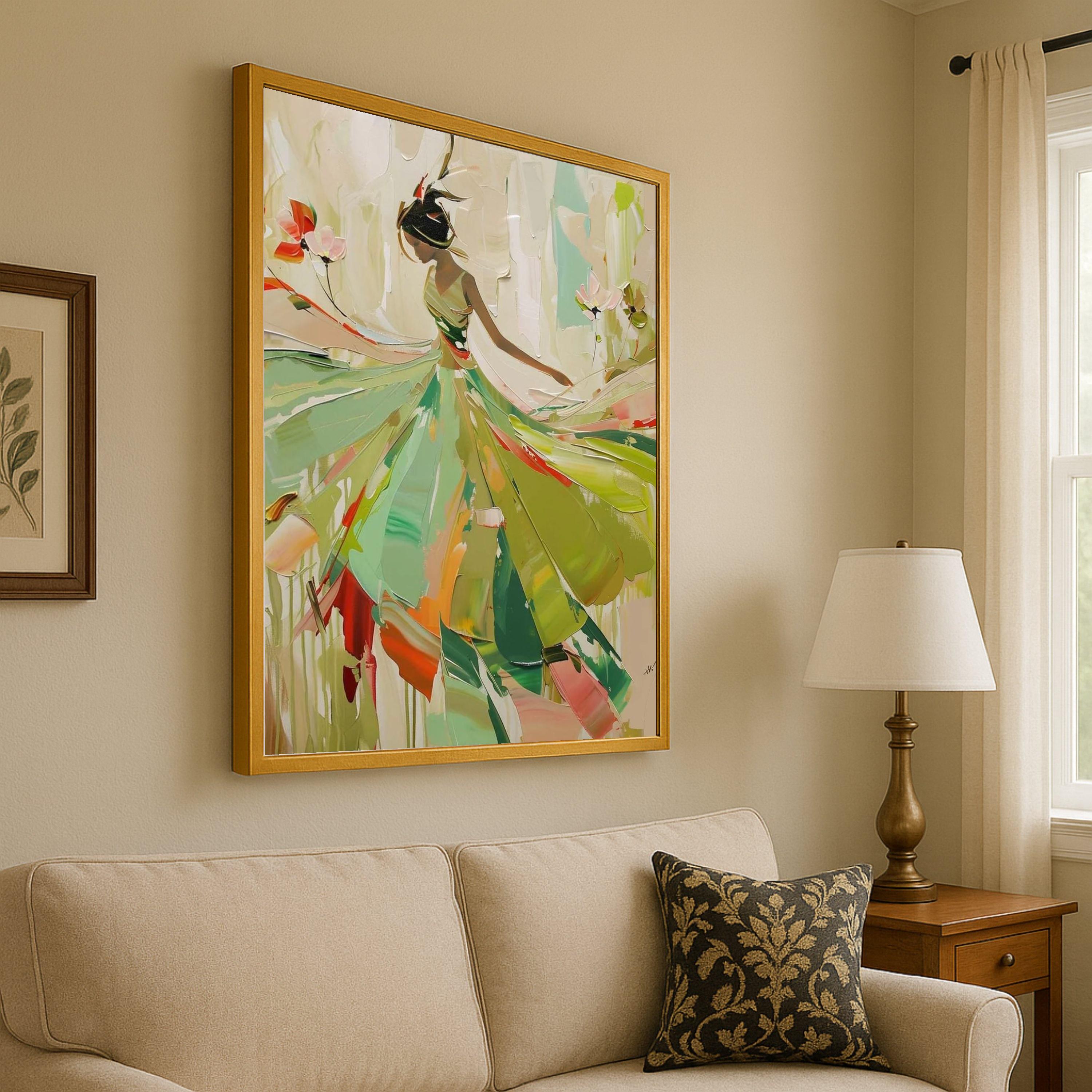 Abstract Dancer Canvas Print – Colorful Wall Art, Ballerina Wall Decoration, Ready to Hang Wall Decor