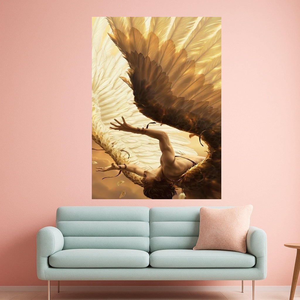 Golden Winged Angel Canvas Print – Mythical Wall Art, Inspirational Wall Decor, Fantasy Artwork Ready to Hang