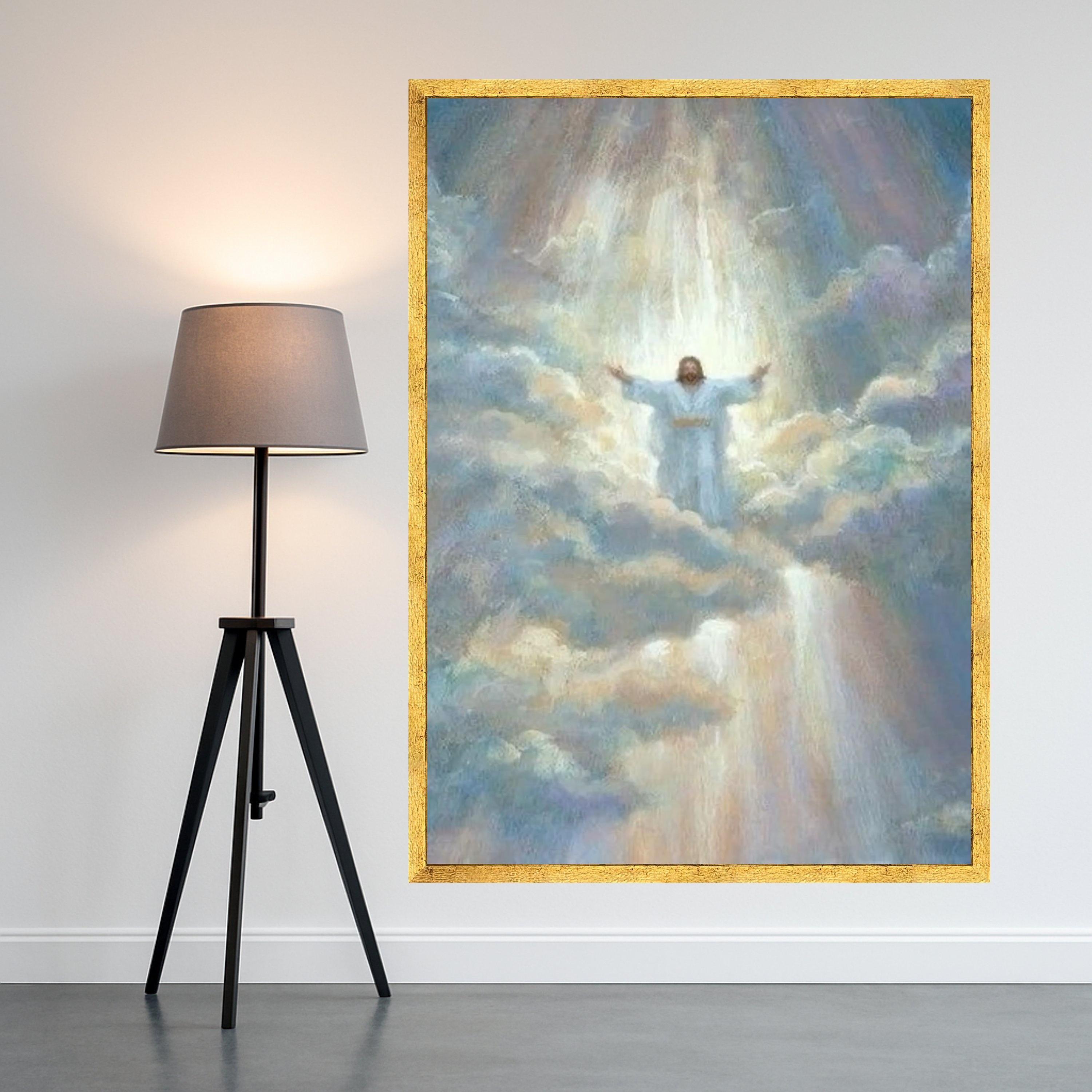 Heavenly Jesus Canvas Print – Christian Wall Art Ready to Hang – Spiritual Wall Decor for Living Room or Prayer Room
