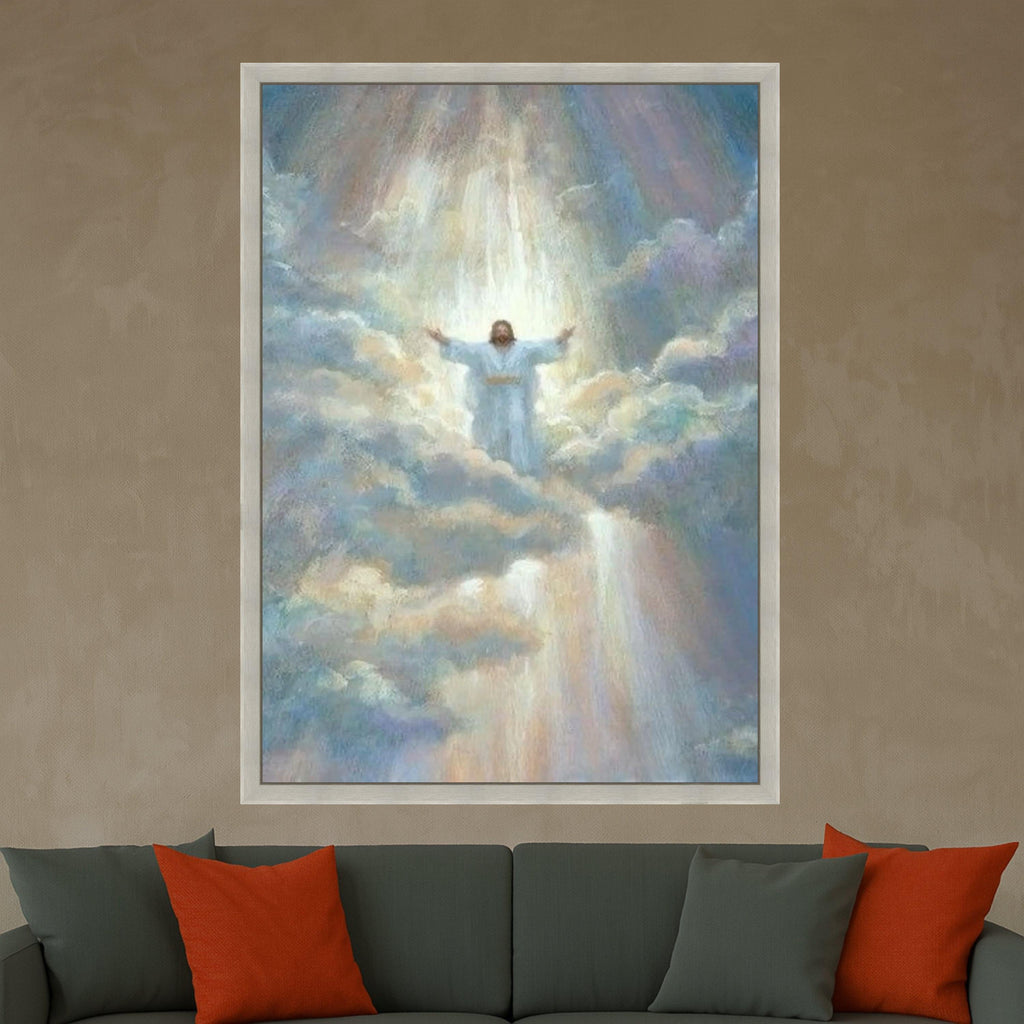 Heavenly Jesus Canvas Print – Christian Wall Art Ready to Hang – Spiritual Wall Decor for Living Room or Prayer Room