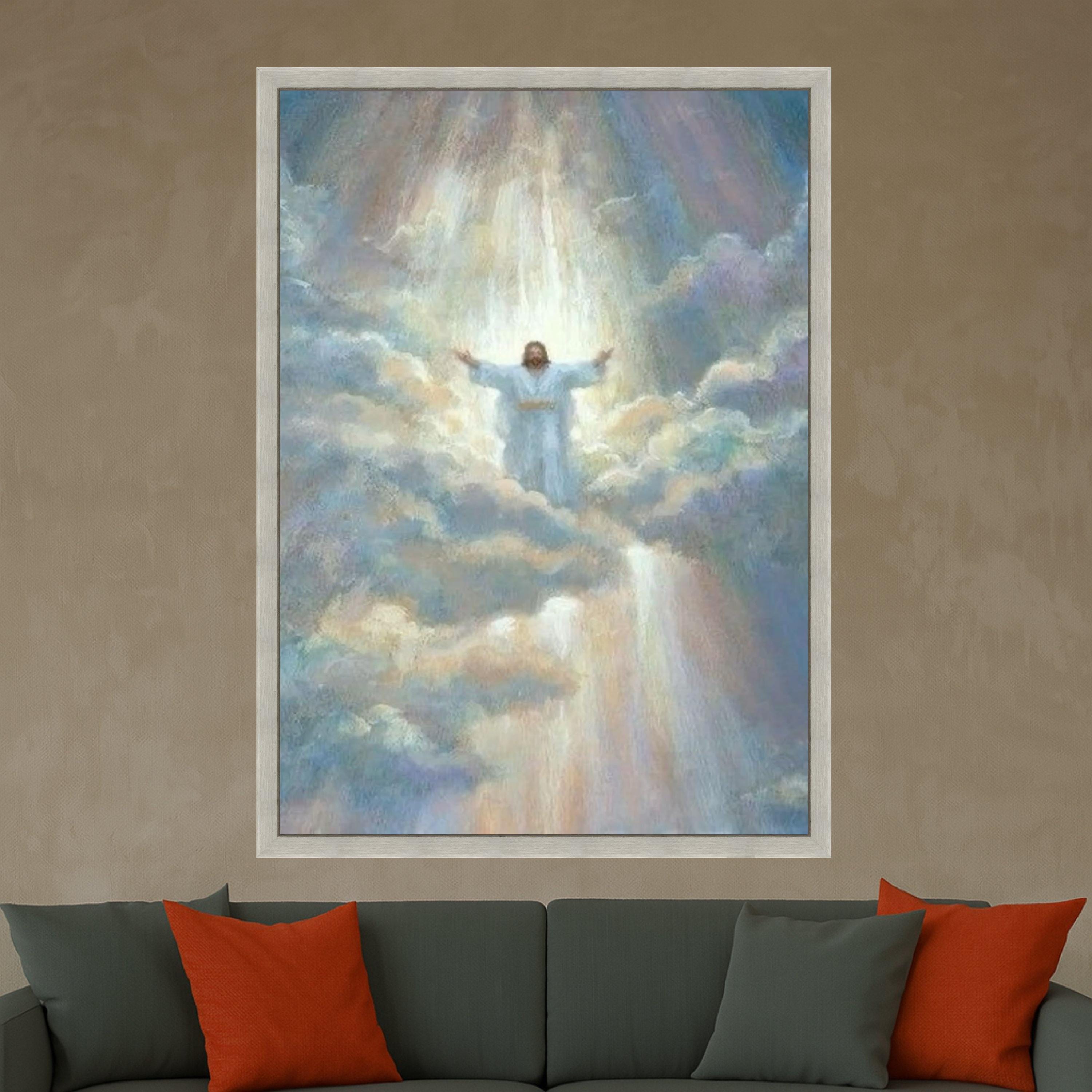 Heavenly Jesus Canvas Print – Christian Wall Art Ready to Hang – Spiritual Wall Decor for Living Room or Prayer Room