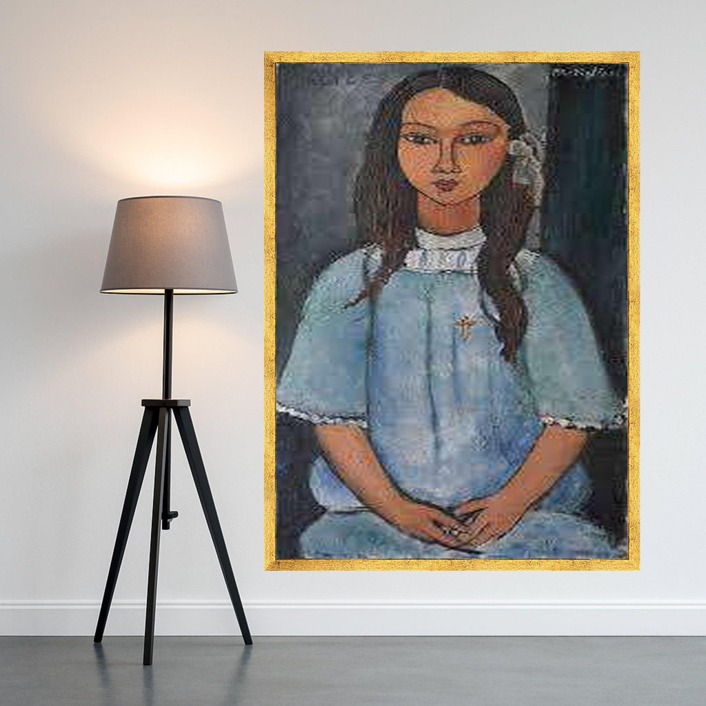 Amedeo Modigliani Alice Portrait Canvas – Elegant Woman Wall Art, Expressionist Figurative Painting, Modern Home Decor, Ready to Hang