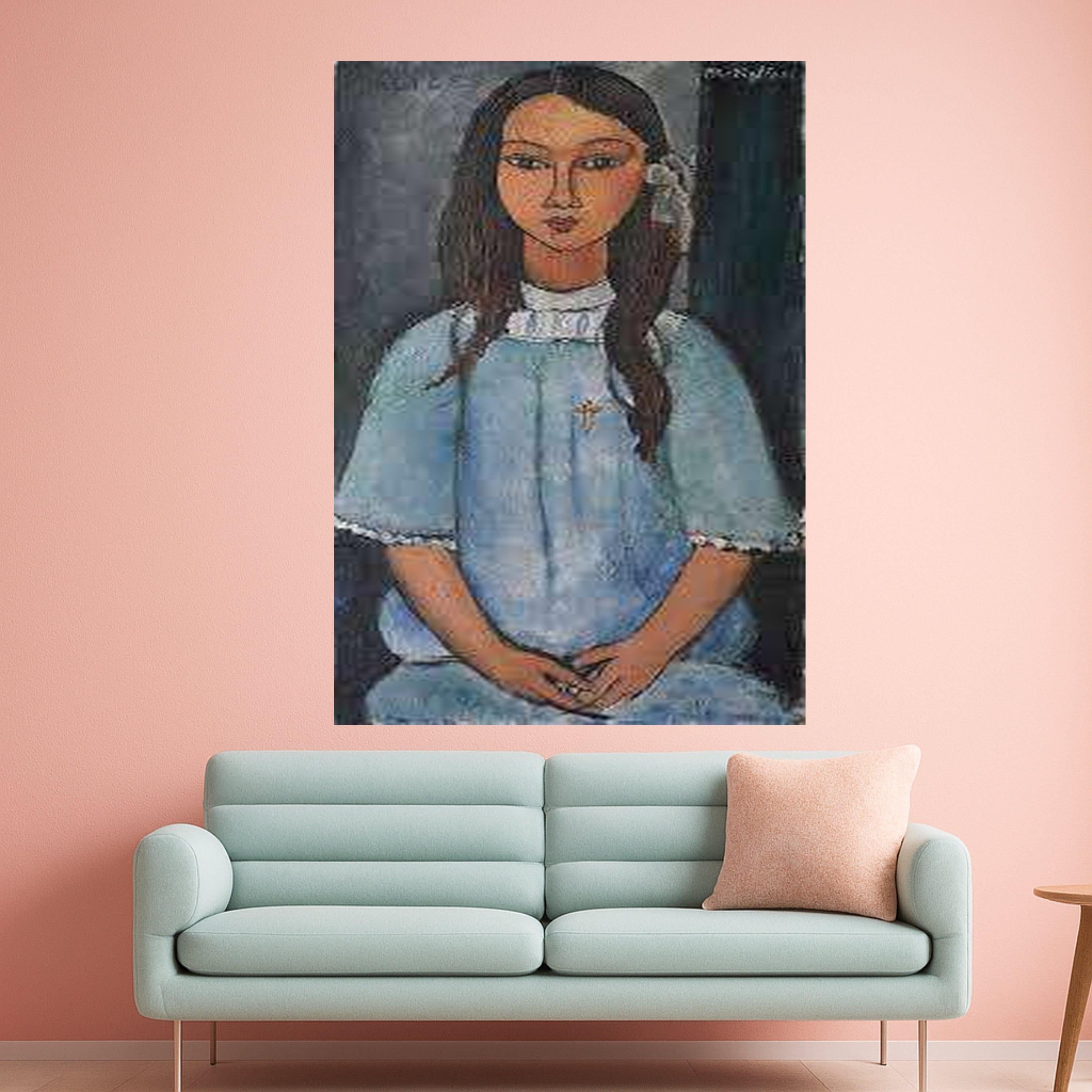 Amedeo Modigliani Alice Portrait Canvas – Elegant Woman Wall Art, Expressionist Figurative Painting, Modern Home Decor, Ready to Hang