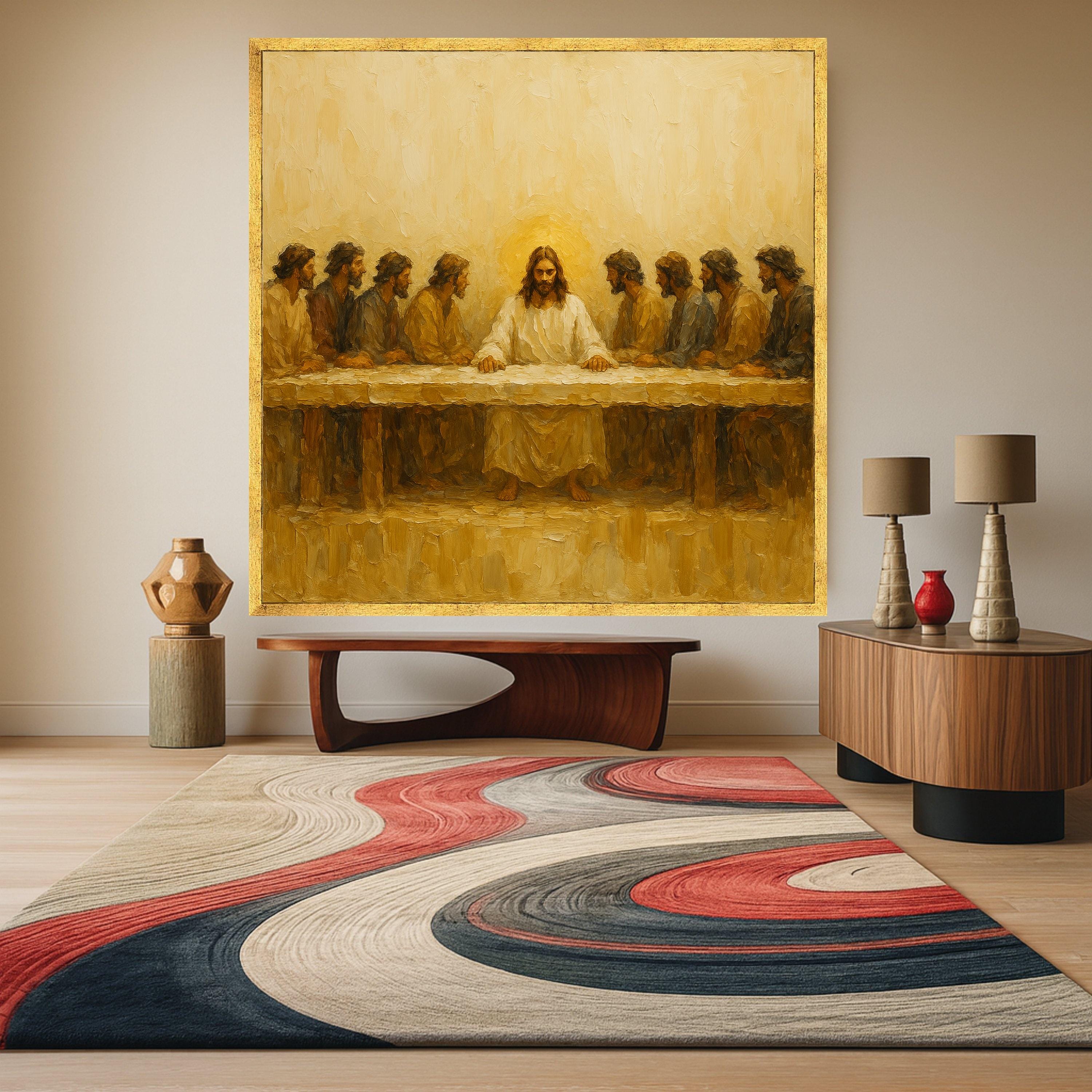 The Last Supper Canvas Wall Art, Religious Jesus and Apostles Painting, Spiritual Christian Home Decor, Biblical Scene Canvas Ready To Hang,