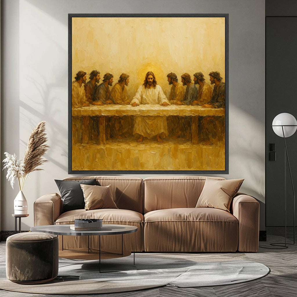 The Last Supper Canvas Wall Art, Religious Jesus and Apostles Painting, Spiritual Christian Home Decor, Biblical Scene Canvas Ready To Hang,