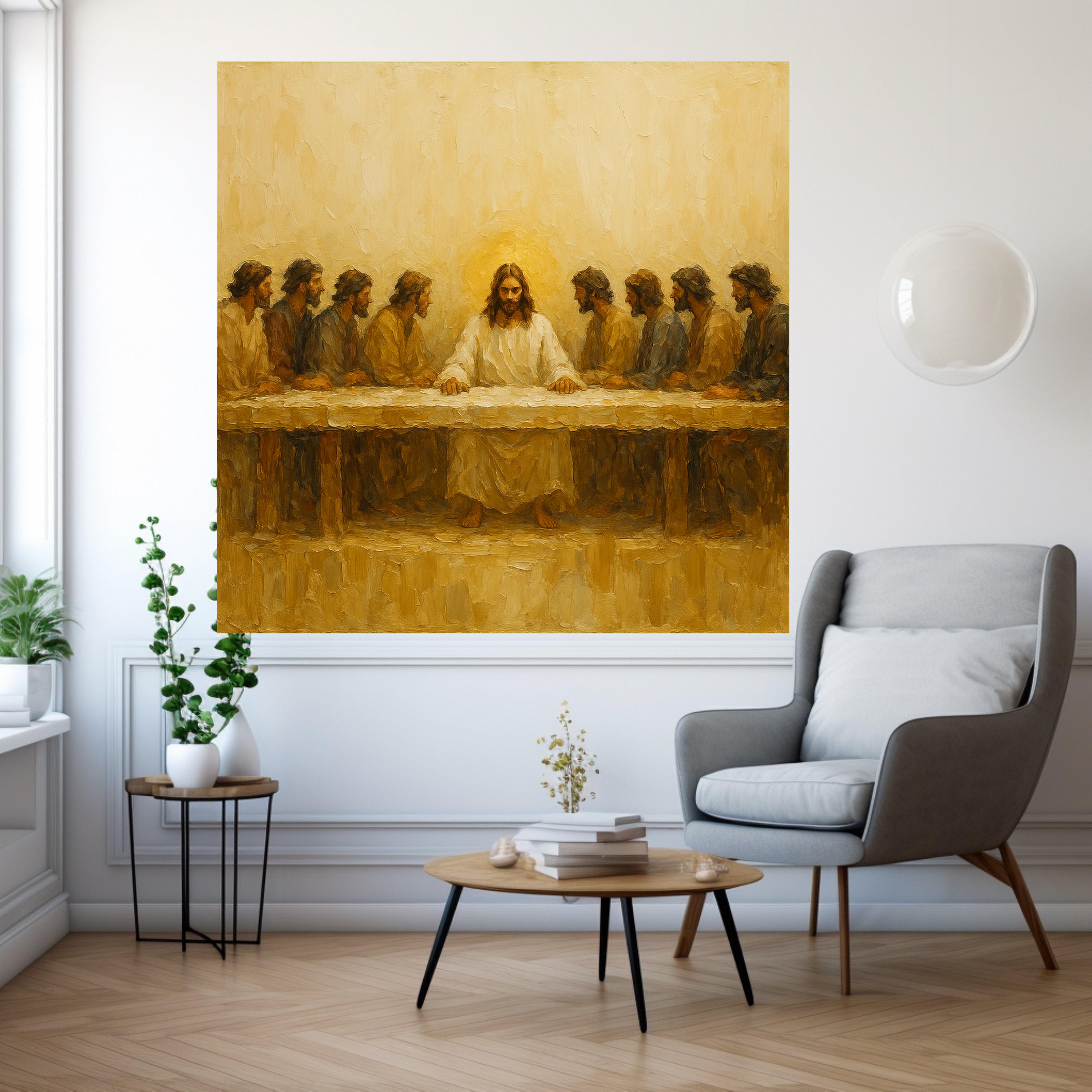 The Last Supper Canvas Wall Art, Religious Jesus and Apostles Painting, Spiritual Christian Home Decor, Biblical Scene Canvas Ready To Hang,