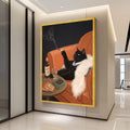 Elegant Black Cat Canvas Print – Glamorous Cat Wall Art, Wall Decor, Ready to Hang Wall Decoration