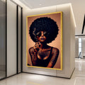 Afro Woman Canvas Print – Bold Tattooed Portrait Wall Art – Urban Chic Wall Decor – Ready to Hang Modern Attitude Painting
