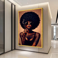 Afro Woman Canvas Print – Bold Tattooed Portrait Wall Art – Urban Chic Wall Decor – Ready to Hang Modern Attitude Painting