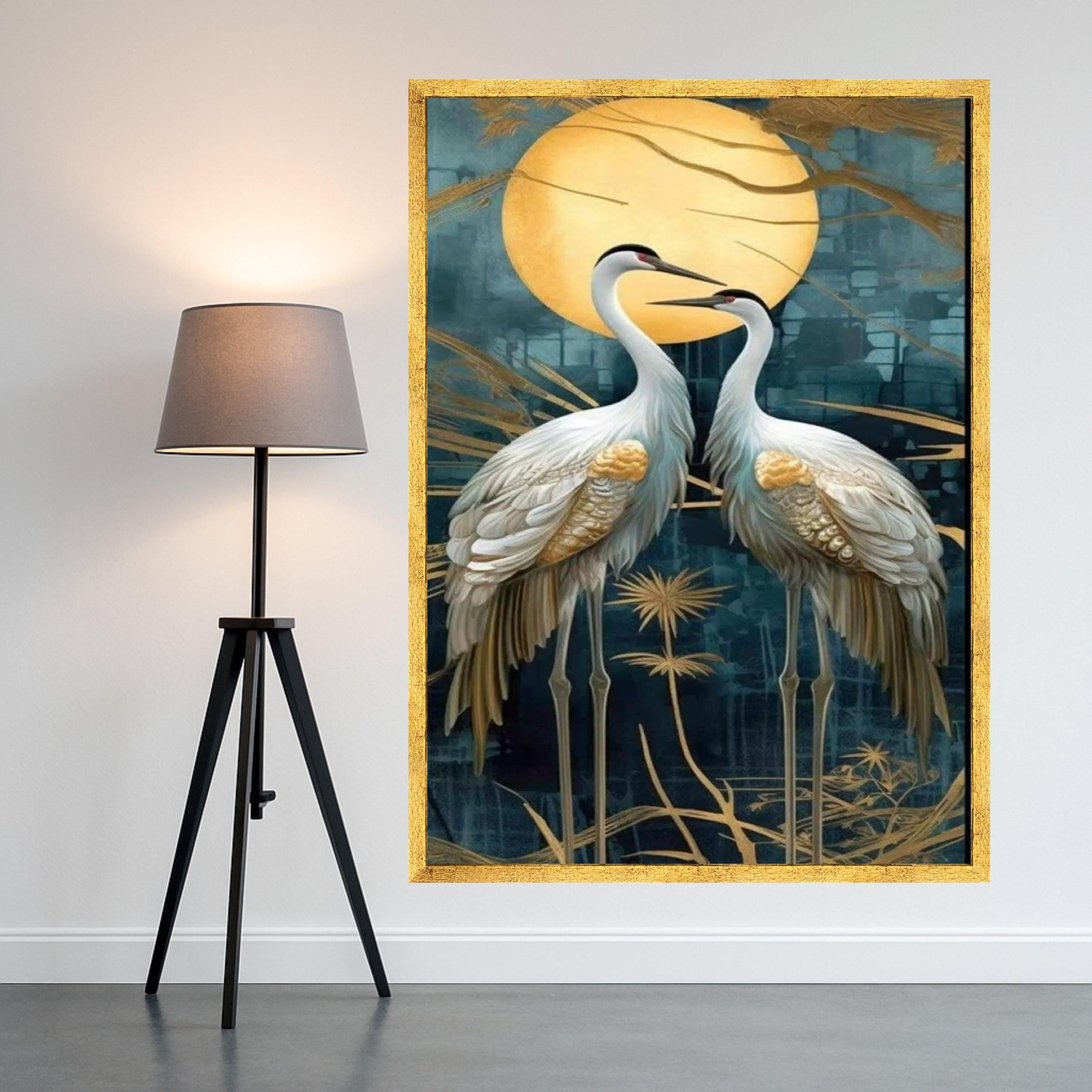 Cranes Canvas Wall Art – Elegant Wall Decor, Wall Art Ready to Hang
