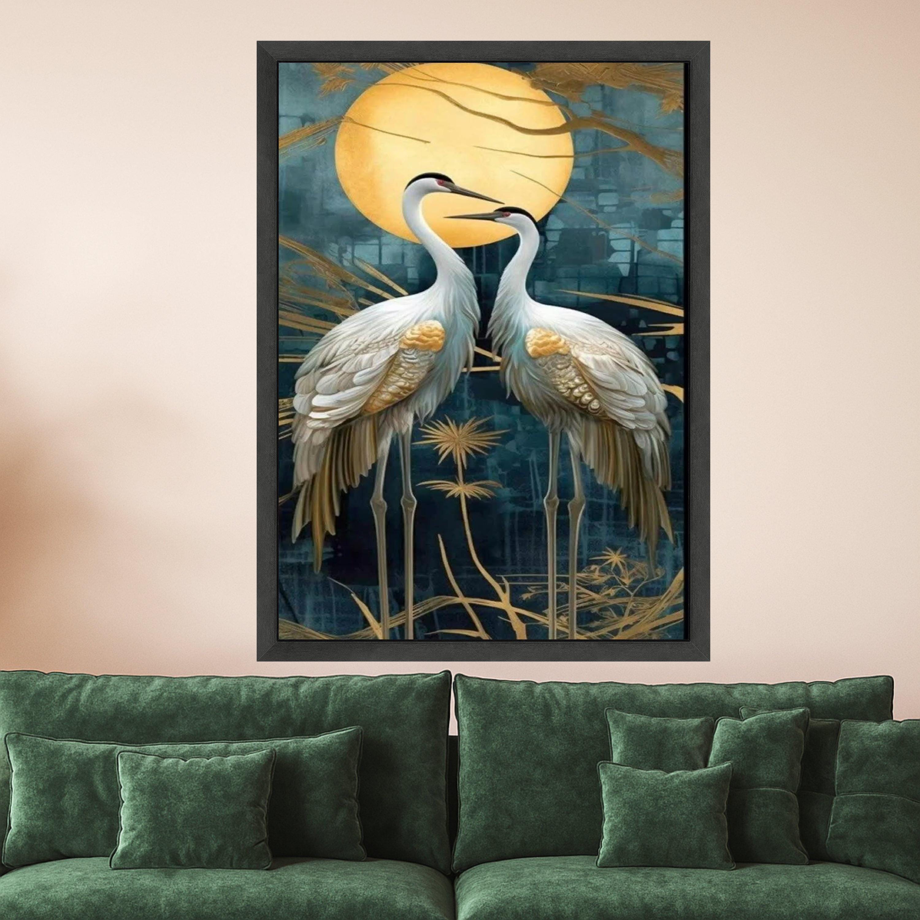 Cranes Canvas Wall Art – Elegant Wall Decor, Wall Art Ready to Hang
