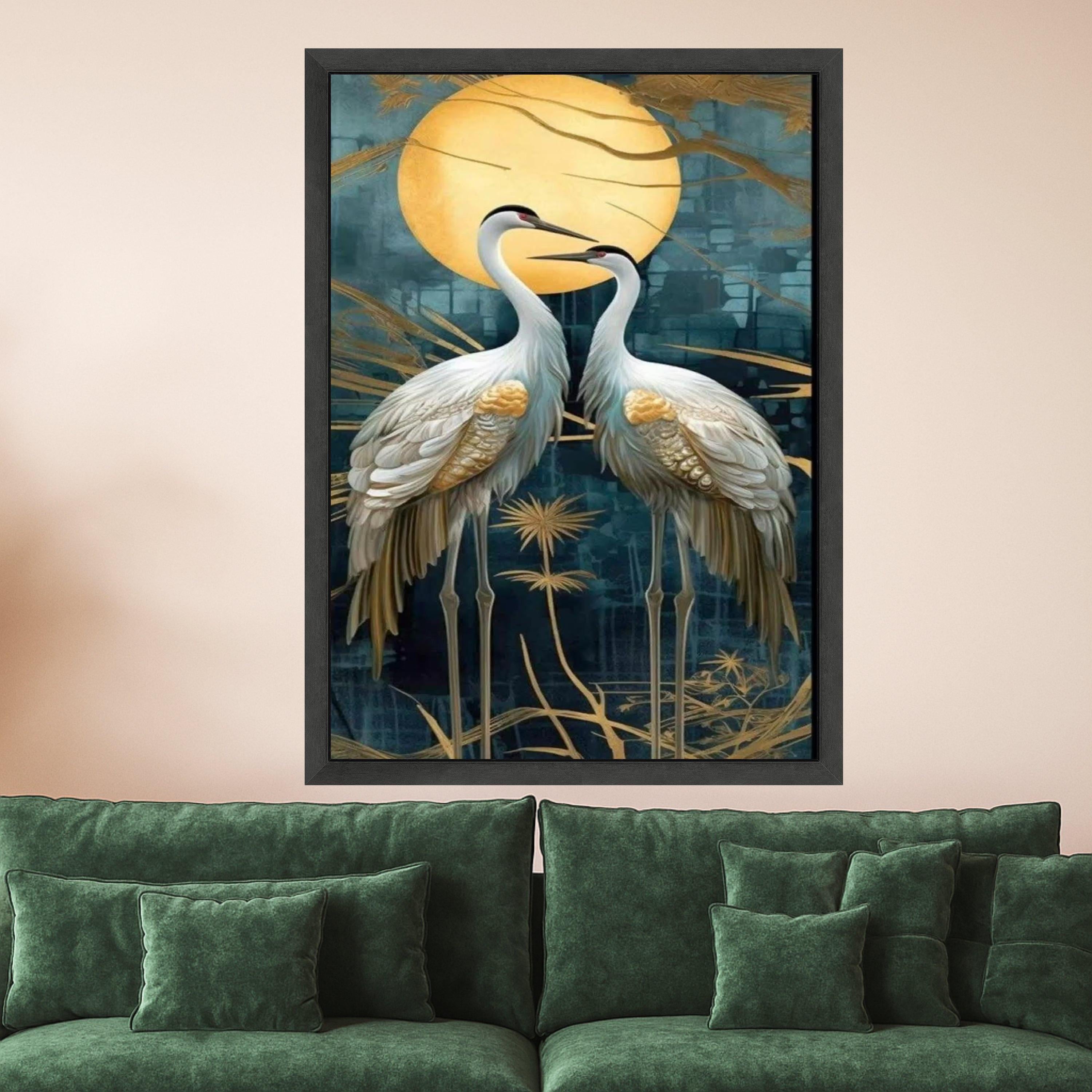 Cranes Canvas Wall Art – Elegant Wall Decor, Wall Art Ready to Hang