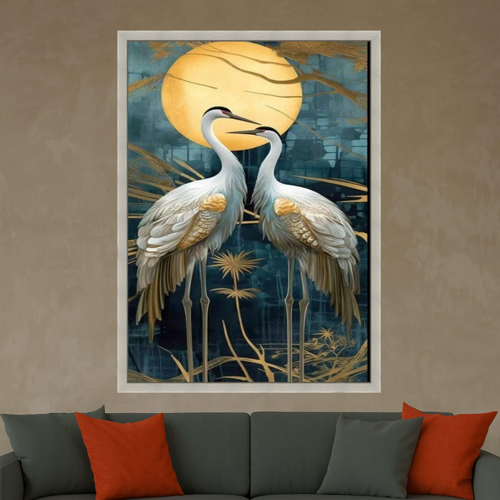 Cranes Canvas Wall Art – Elegant Wall Decor, Wall Art Ready to Hang
