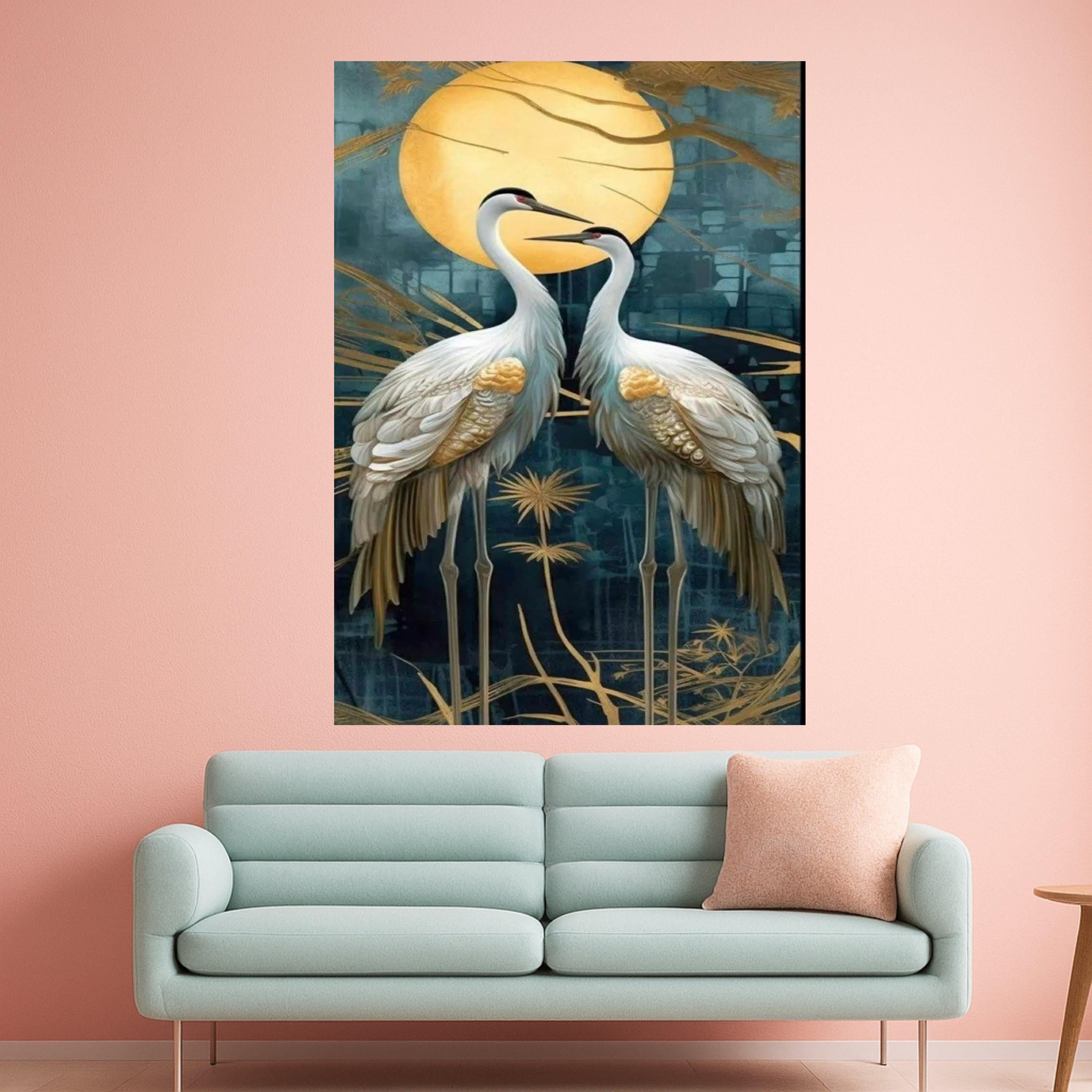 Cranes Canvas Wall Art – Elegant Wall Decor, Wall Art Ready to Hang