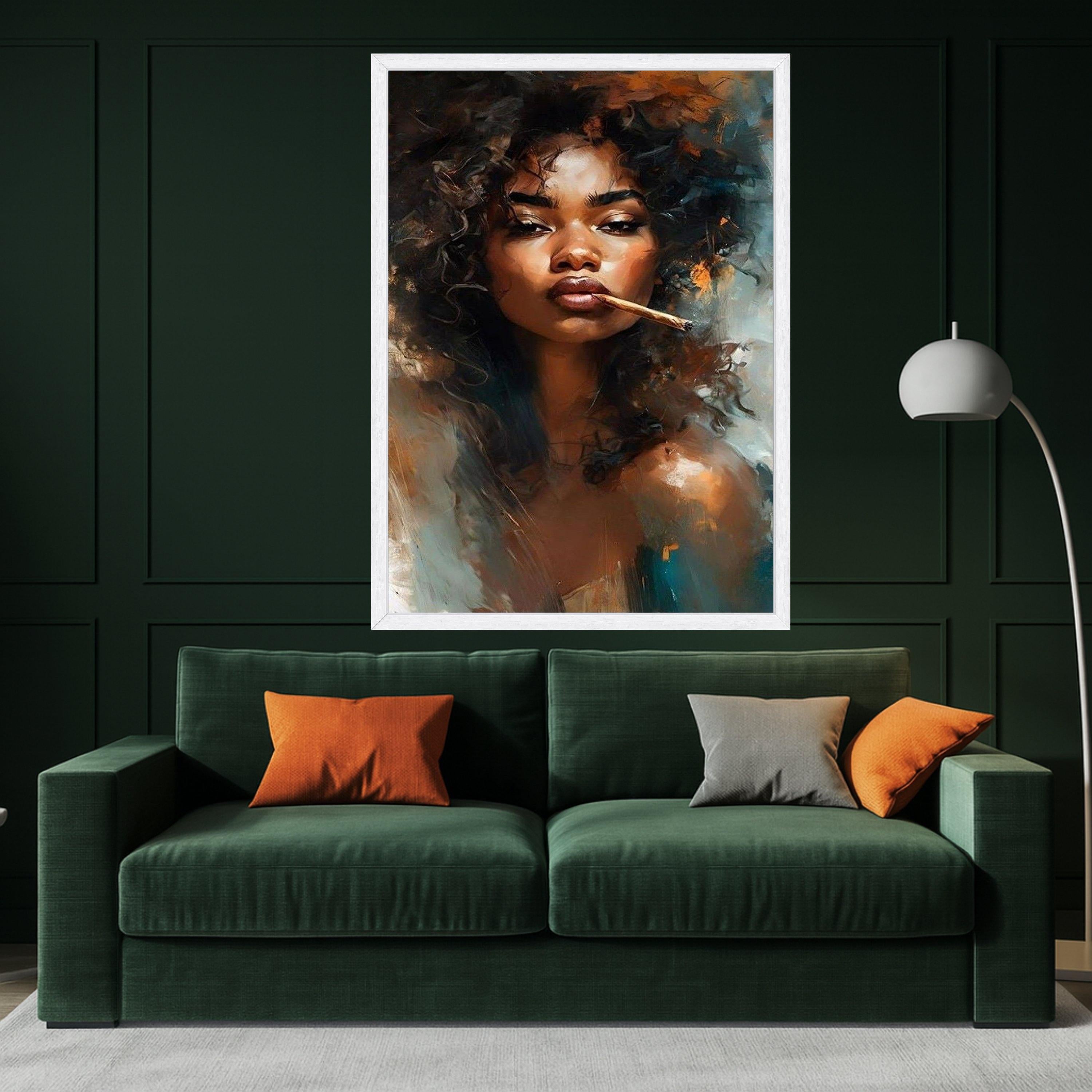 Bold Afro Woman Portrait Canvas, Modern Expression Art, Curly Hair Painting, Contemporary Wall Decor, Stylish Home Canvas Ready To Hang,
