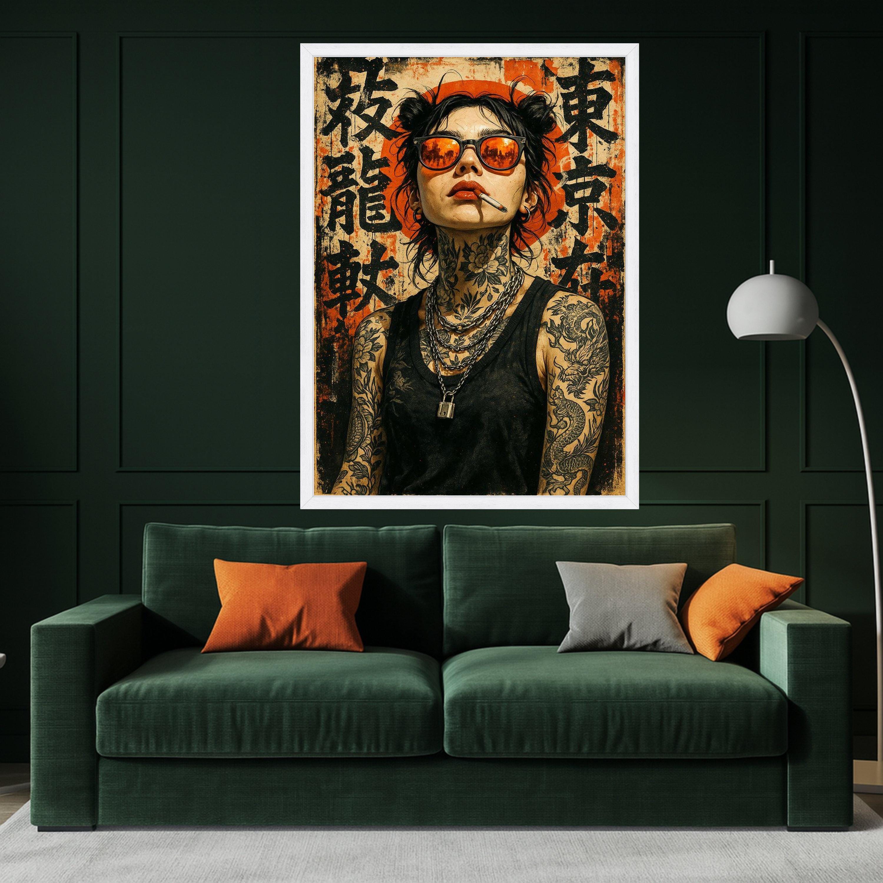 Tattooed Woman Canvas Print – Urban Street Art Wall Decor – Modern Edgy Wall Art Ready to Hang