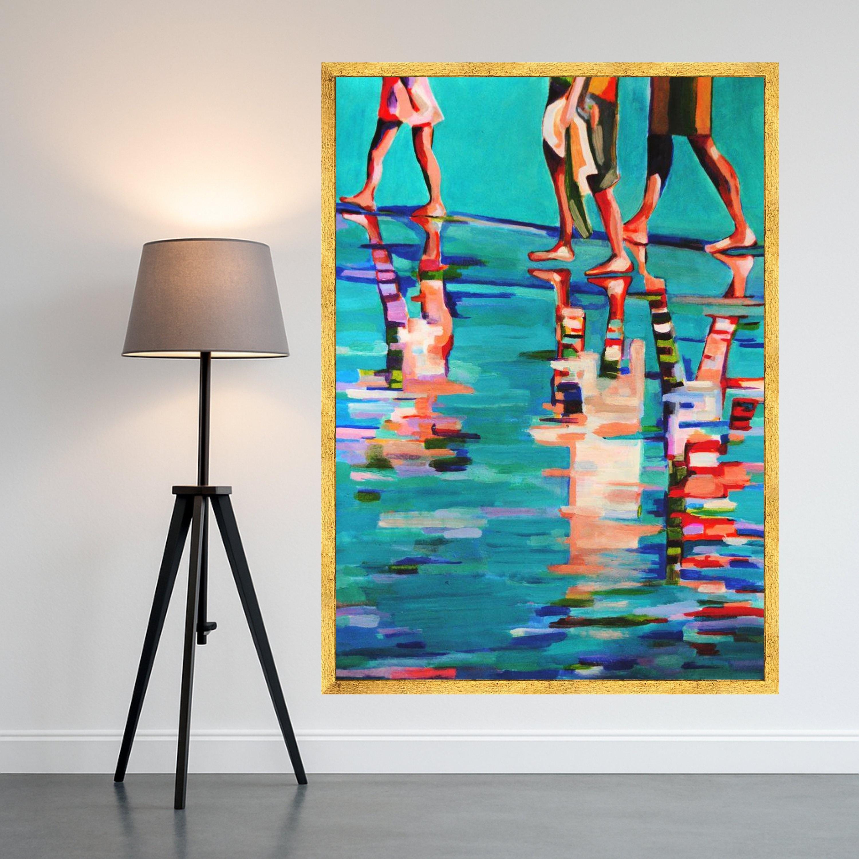 Abstract Beach Walk Canvas Print – Colorful Wall Art – Coastal Wall Decoration – Summer Reflections – Ready to Hang Wall Decor