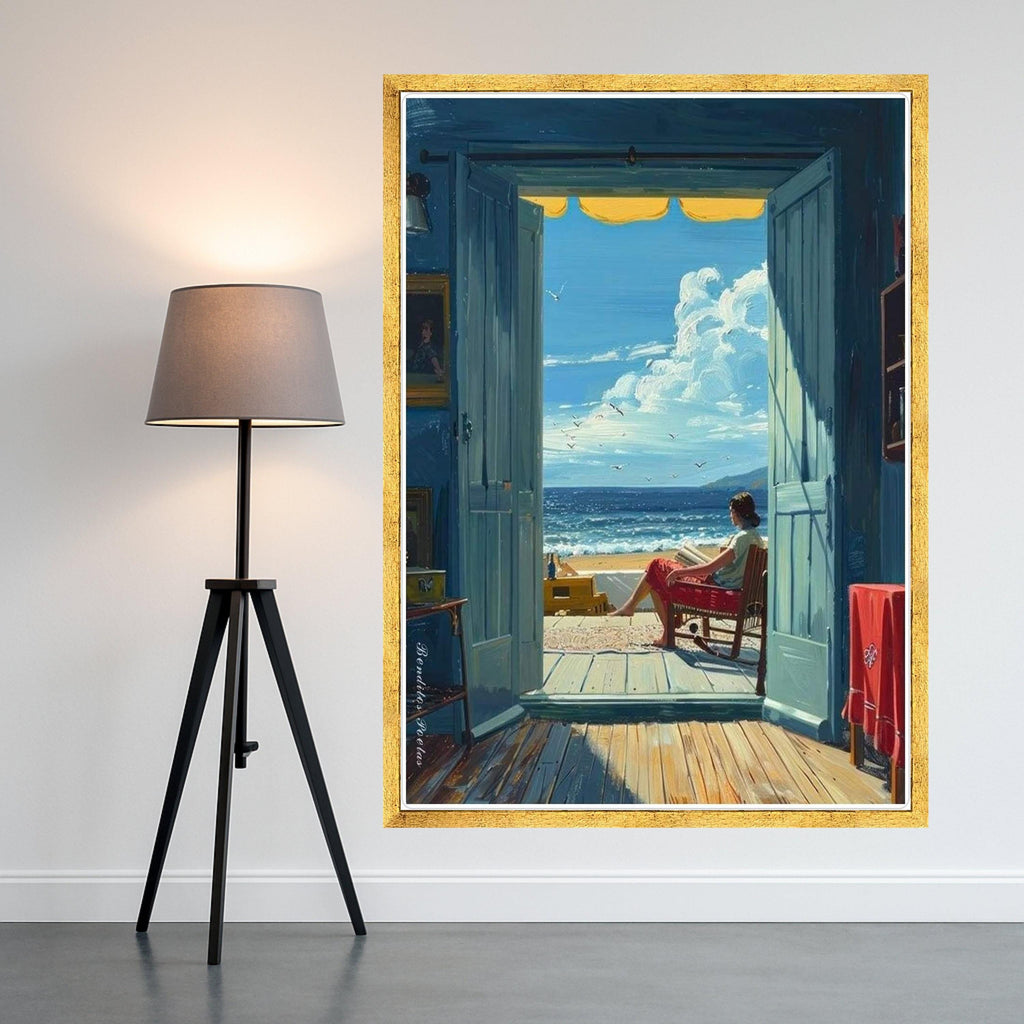 Beach View Canvas Print – Coastal Wall Art with Ocean Scene – Relaxing Seaside Wall Decor – Ready to Hang Summer Home Artwork