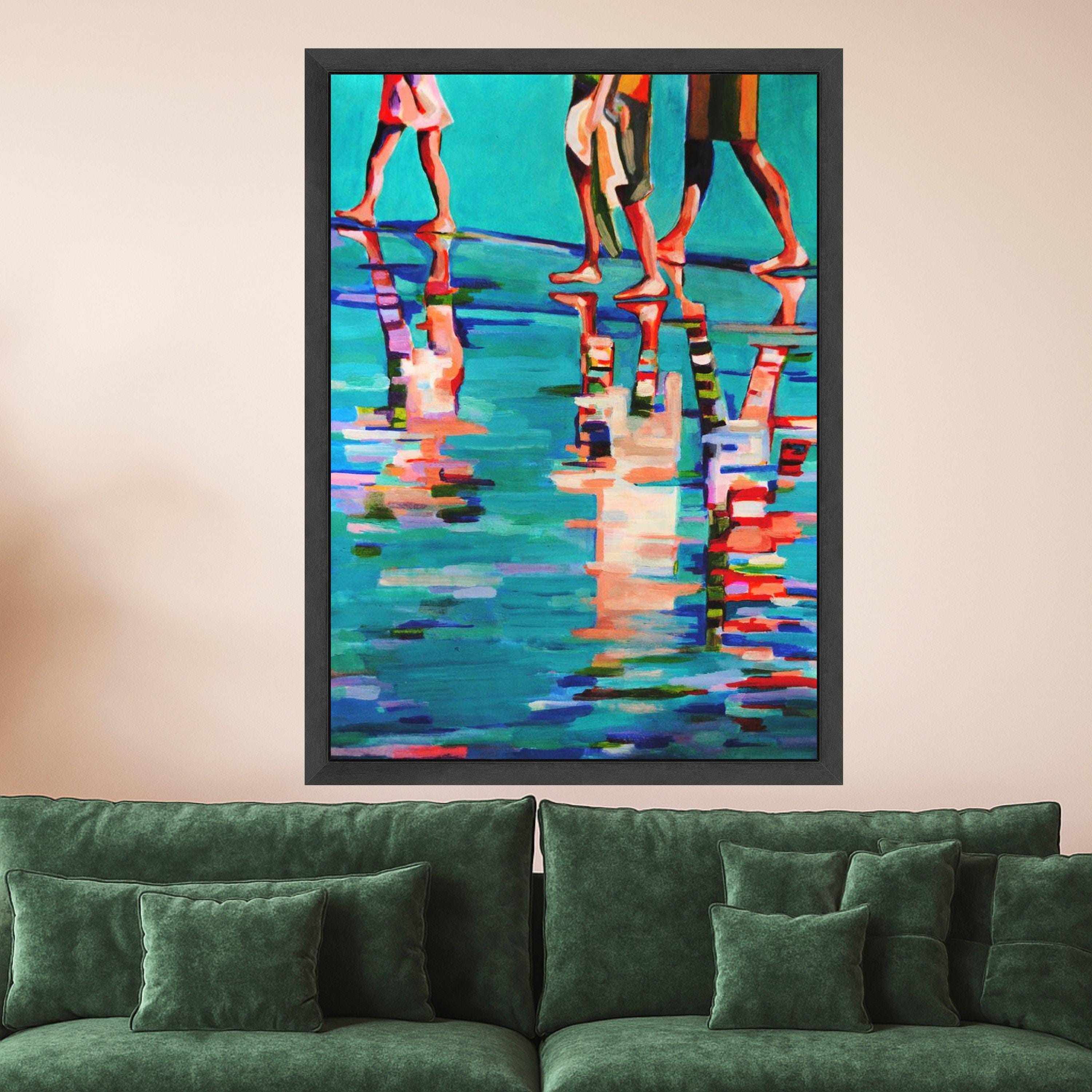 Abstract Beach Walk Canvas Print – Colorful Wall Art – Coastal Wall Decoration – Summer Reflections – Ready to Hang Wall Decor