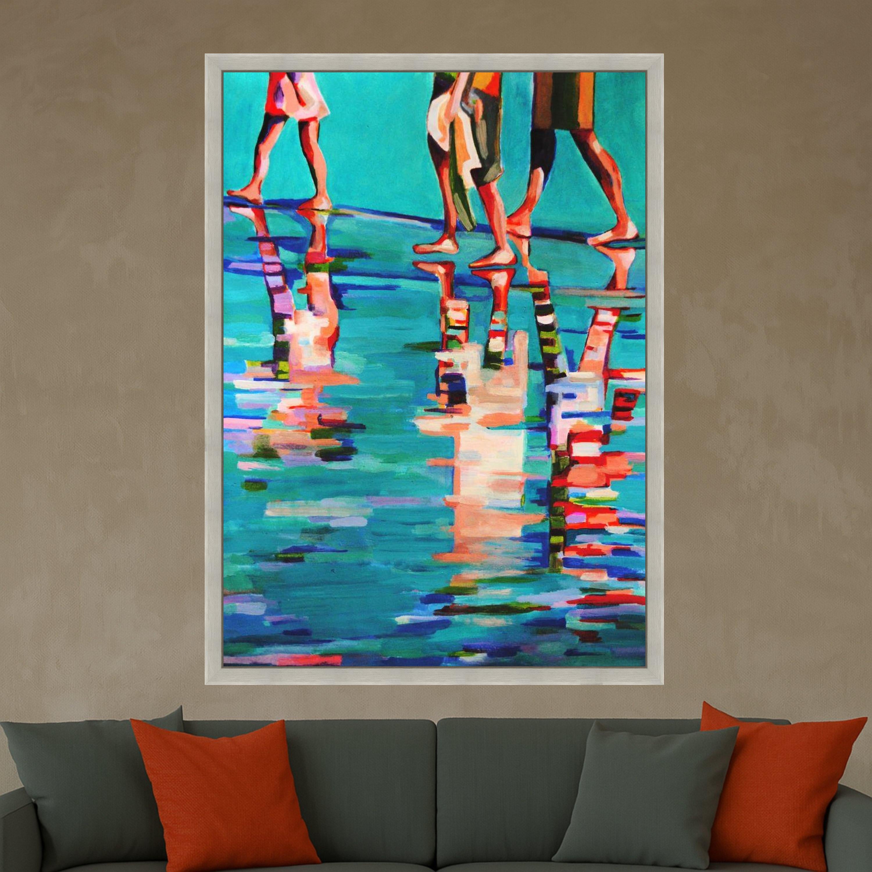 Abstract Beach Walk Canvas Print – Colorful Wall Art – Coastal Wall Decoration – Summer Reflections – Ready to Hang Wall Decor