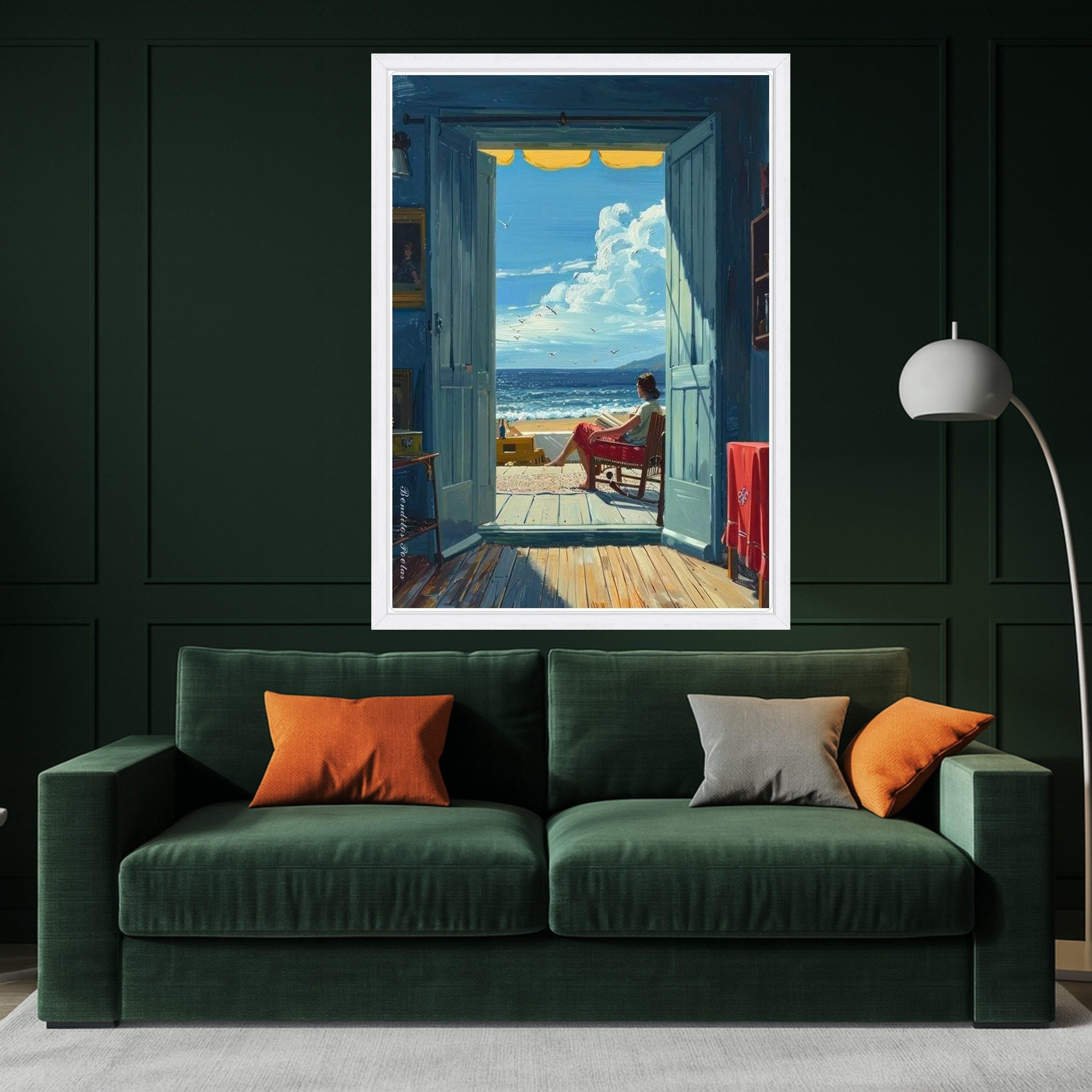 Beach View Canvas Print – Coastal Wall Art with Ocean Scene – Relaxing Seaside Wall Decor – Ready to Hang Summer Home Artwork